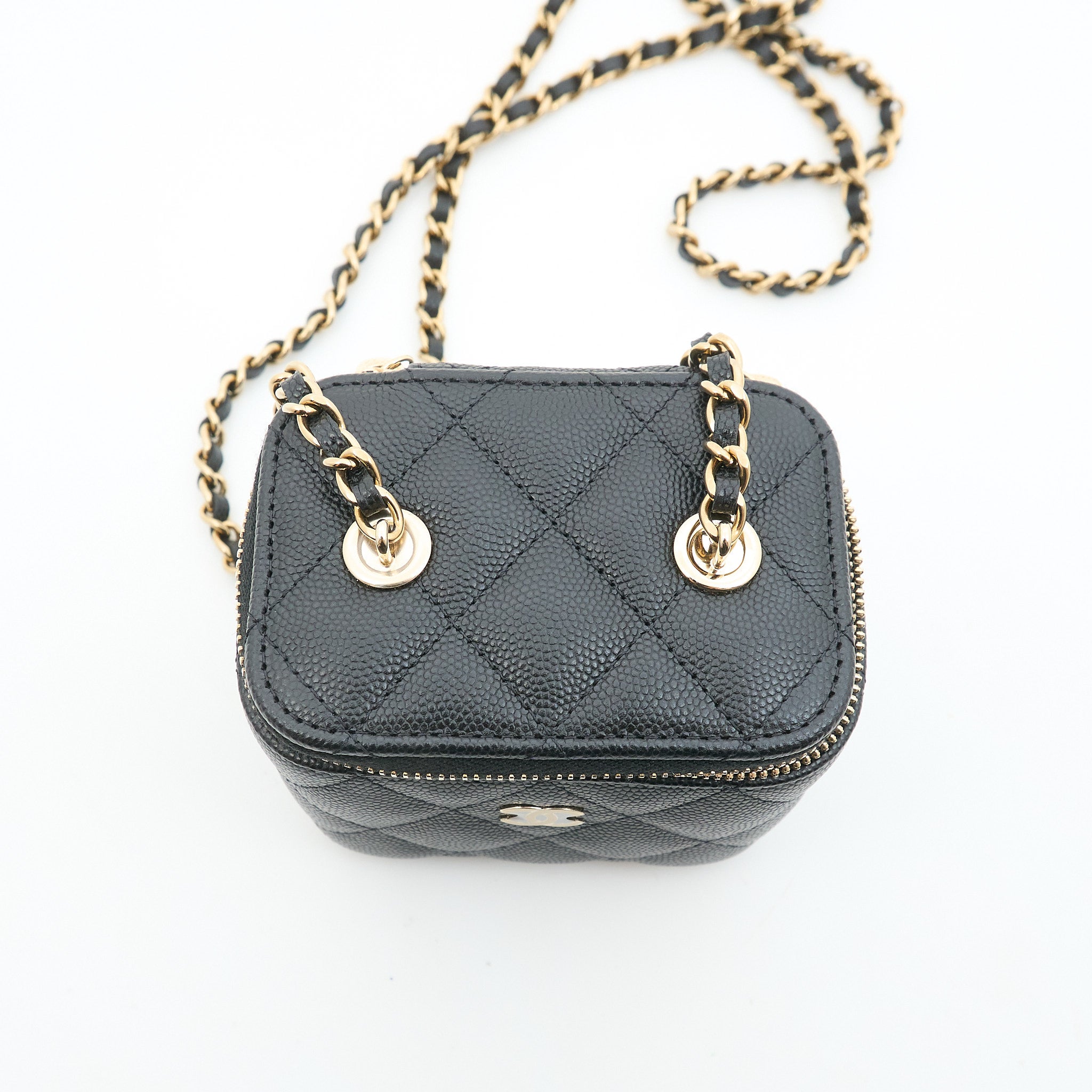 Chanel Caviar Mini Vanity With Chain Black GHW