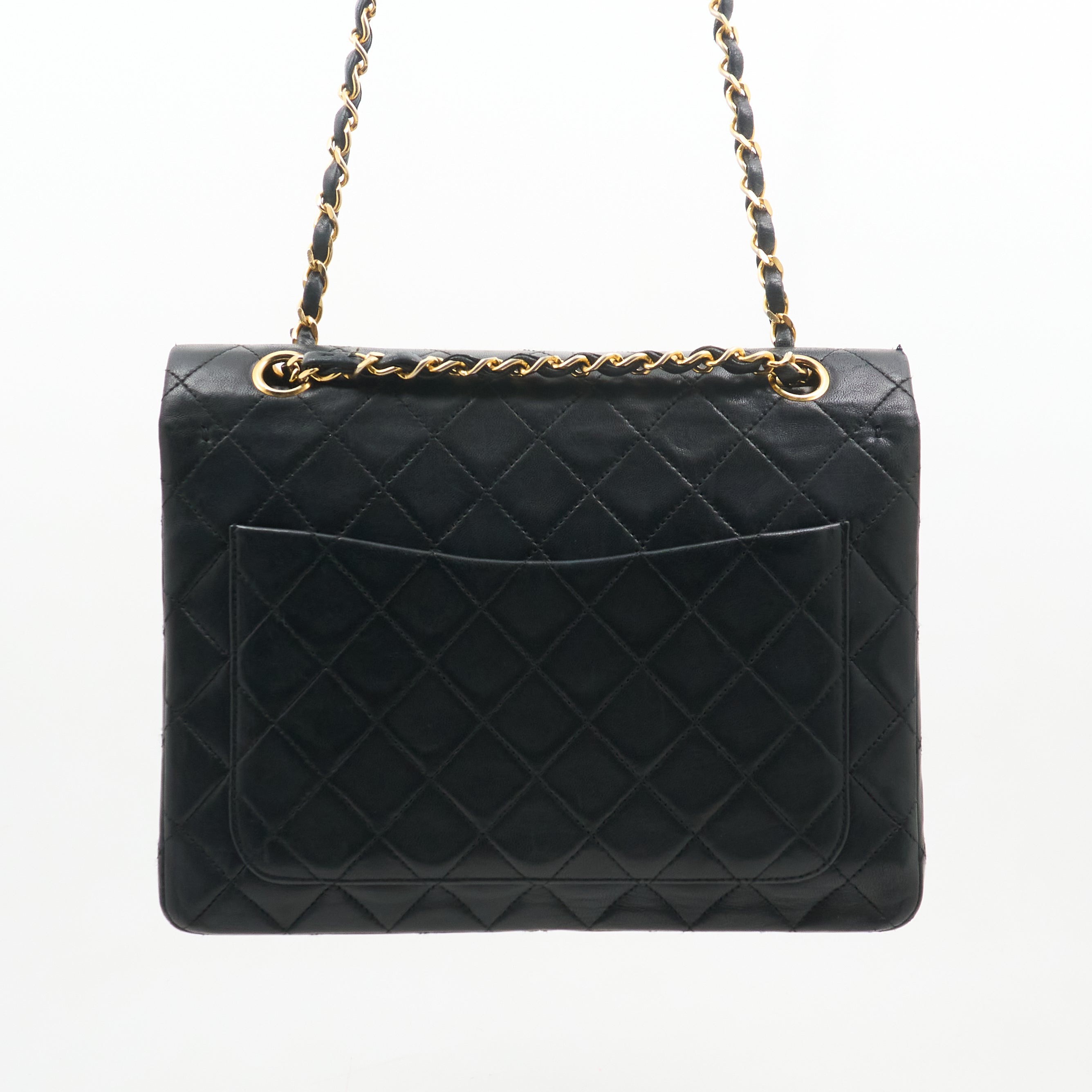 Chanel Vintage Square Double Flap Bag Lambskin Black GHW
