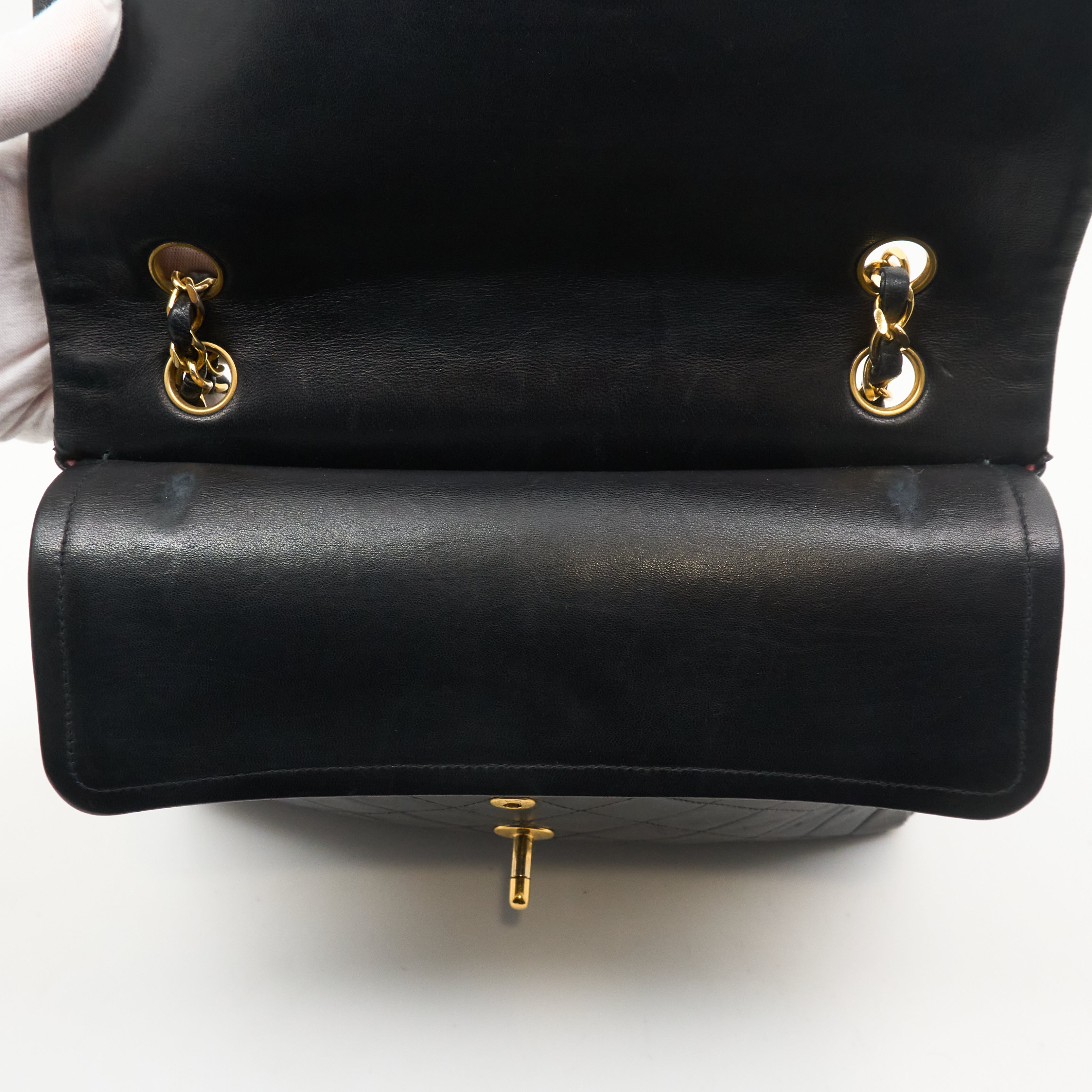 Chanel Vintage Square Double Flap Bag Lambskin Black GHW