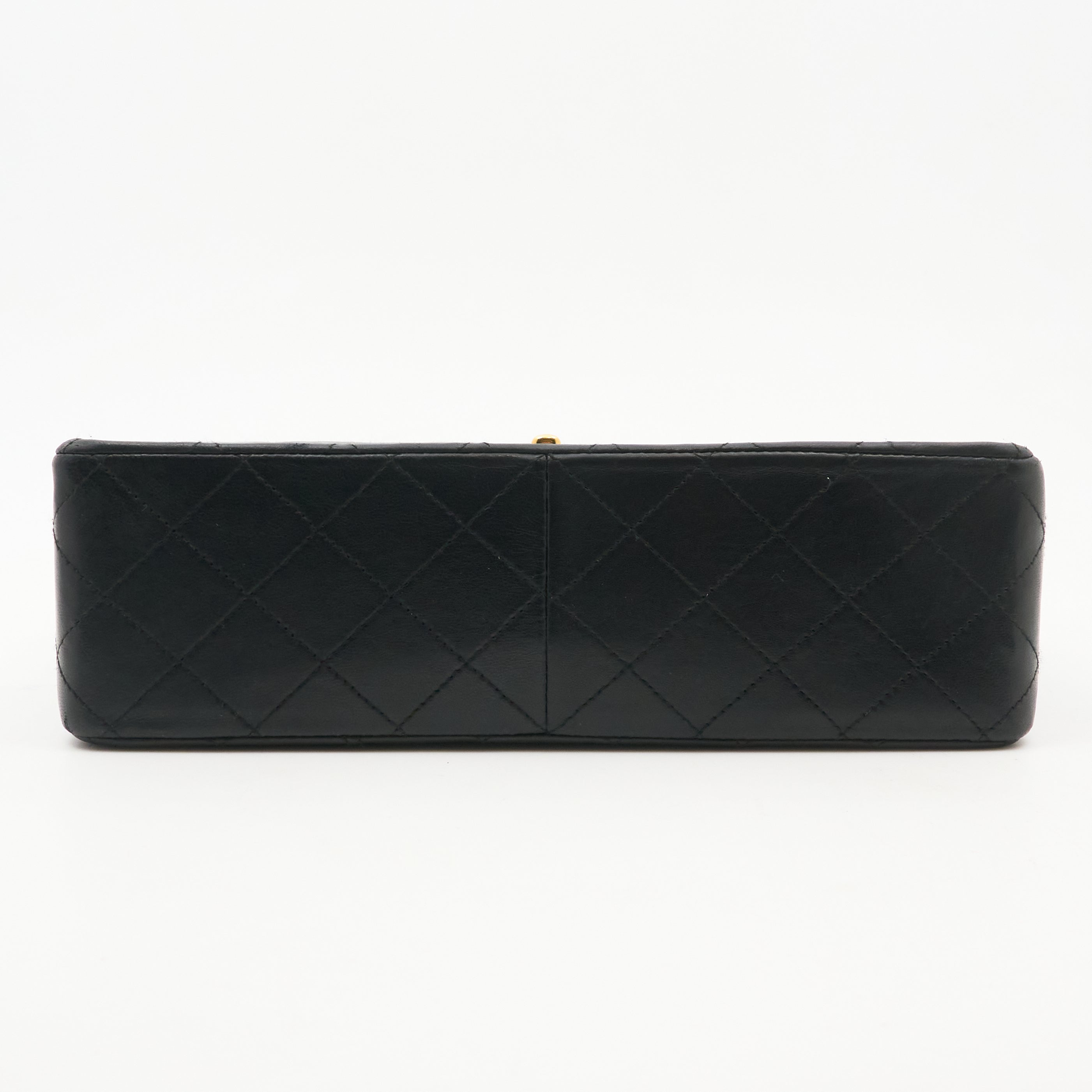 Chanel Vintage Square Double Flap Bag Lambskin Black GHW