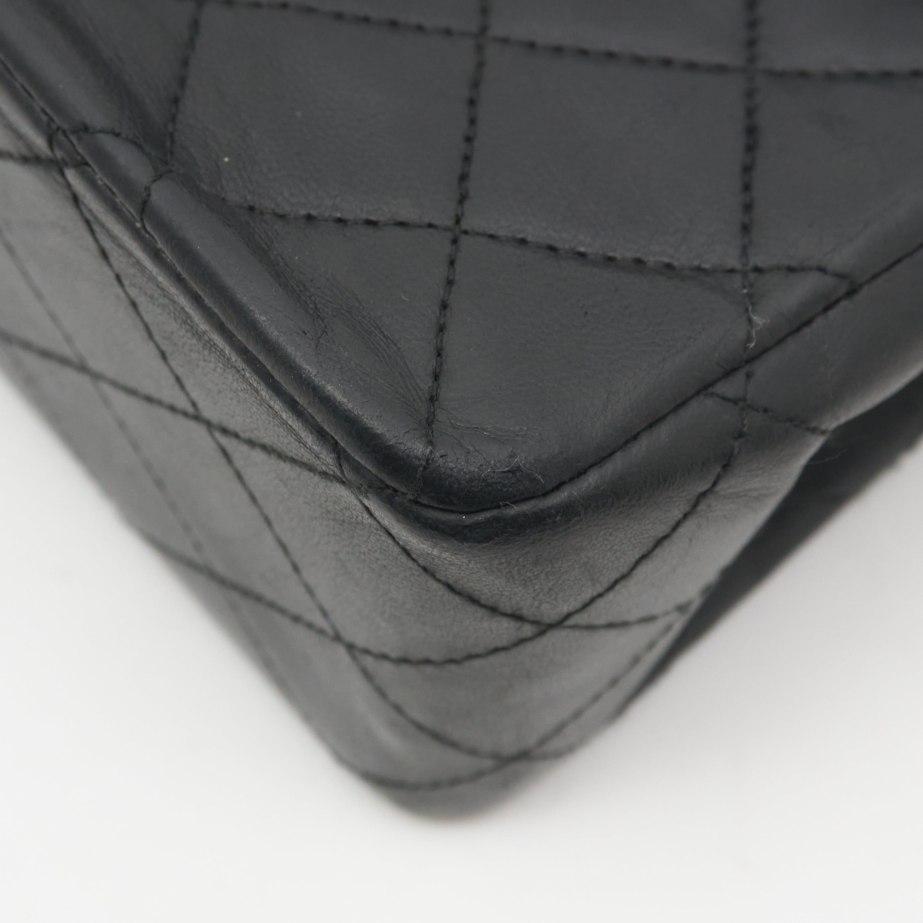 Chanel Vintage Square Double Flap Bag Lambskin Black GHW