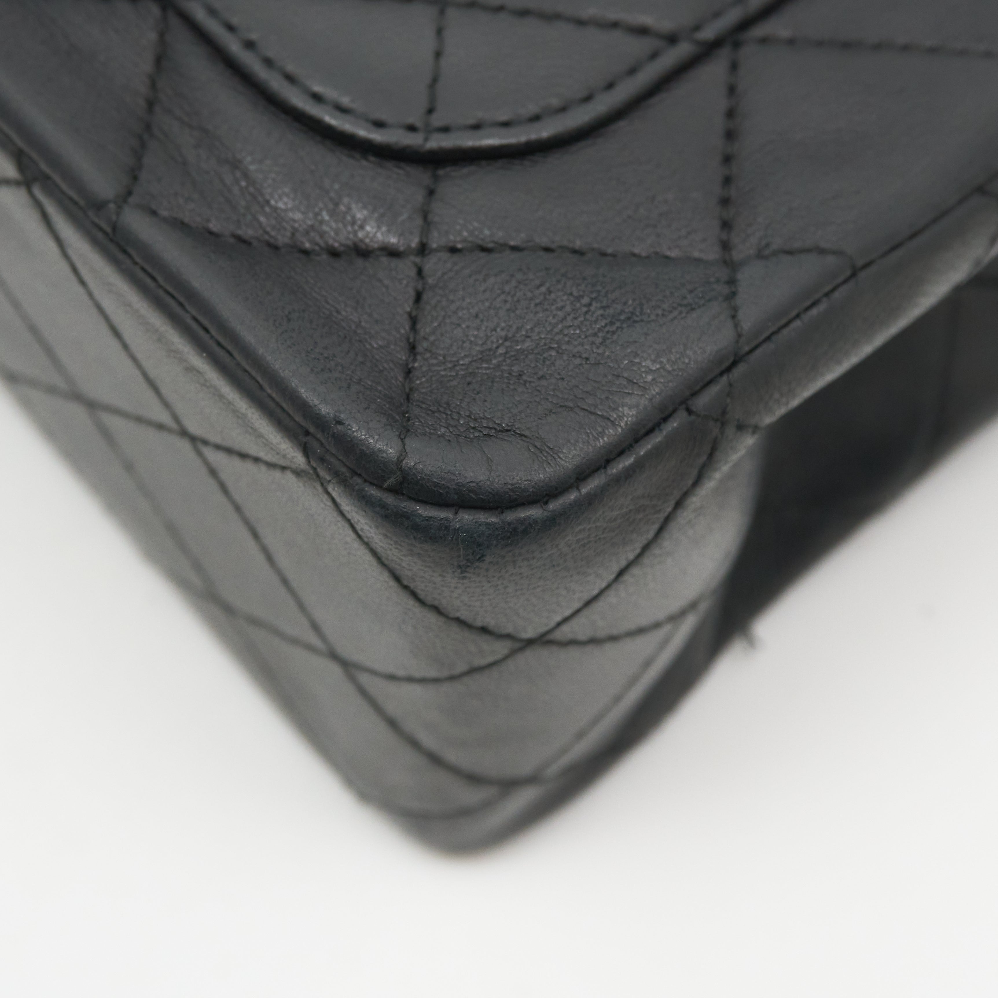 Chanel Vintage Square Double Flap Bag Lambskin Black GHW