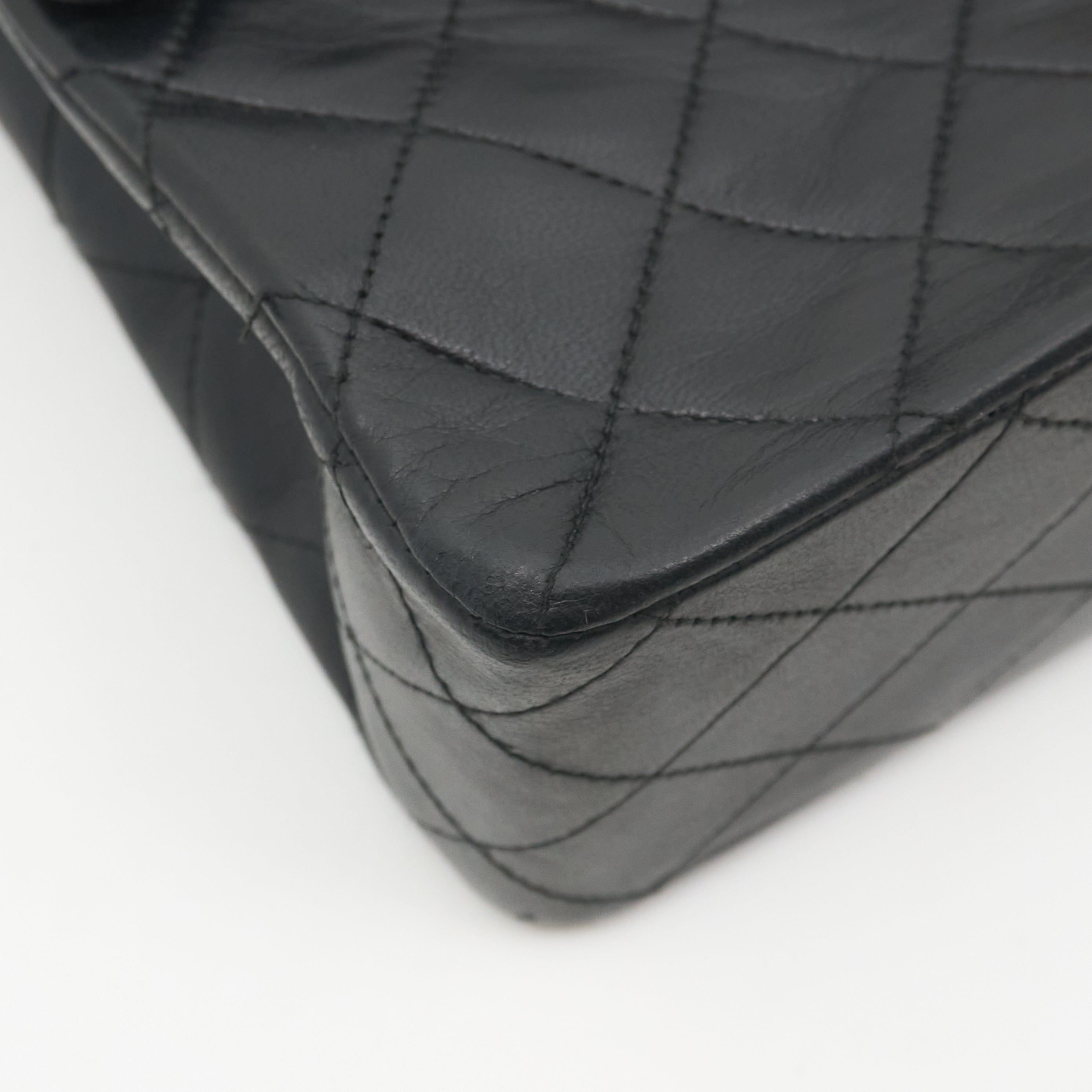 Chanel Vintage Square Double Flap Bag Lambskin Black GHW