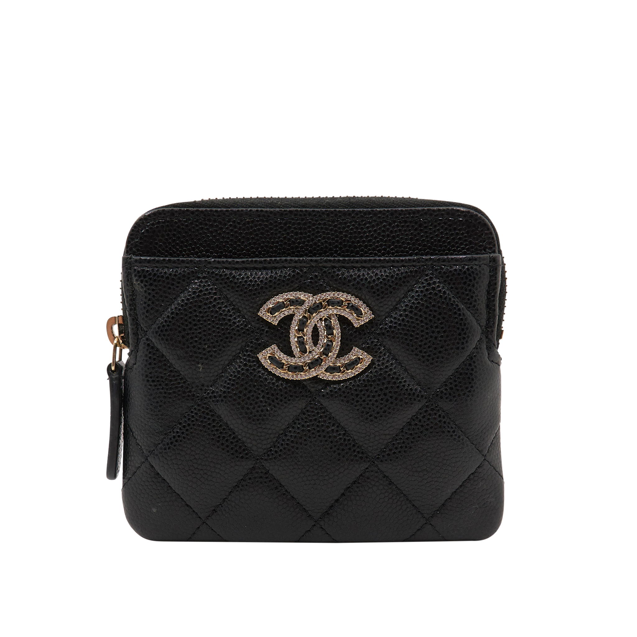 Chanel Black Caviar Crystal CC Wallet