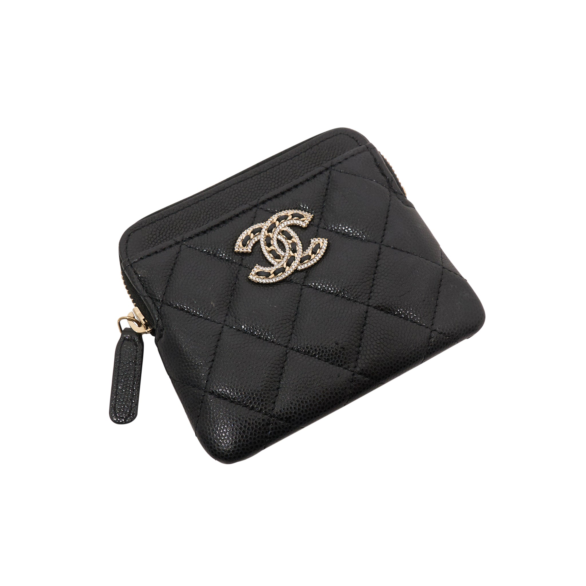 Chanel Black Caviar Crystal CC Wallet