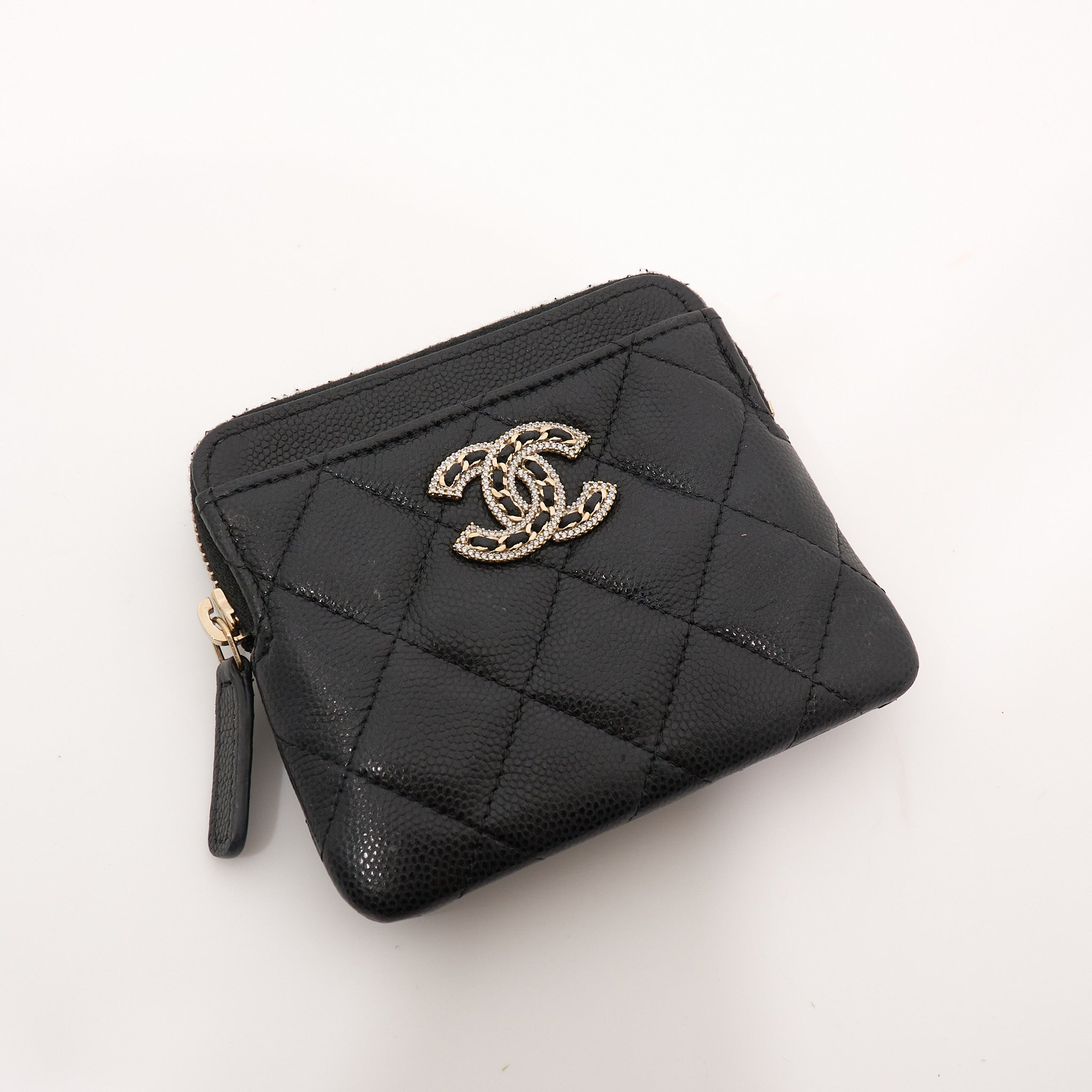 Chanel Black Caviar Crystal CC Wallet