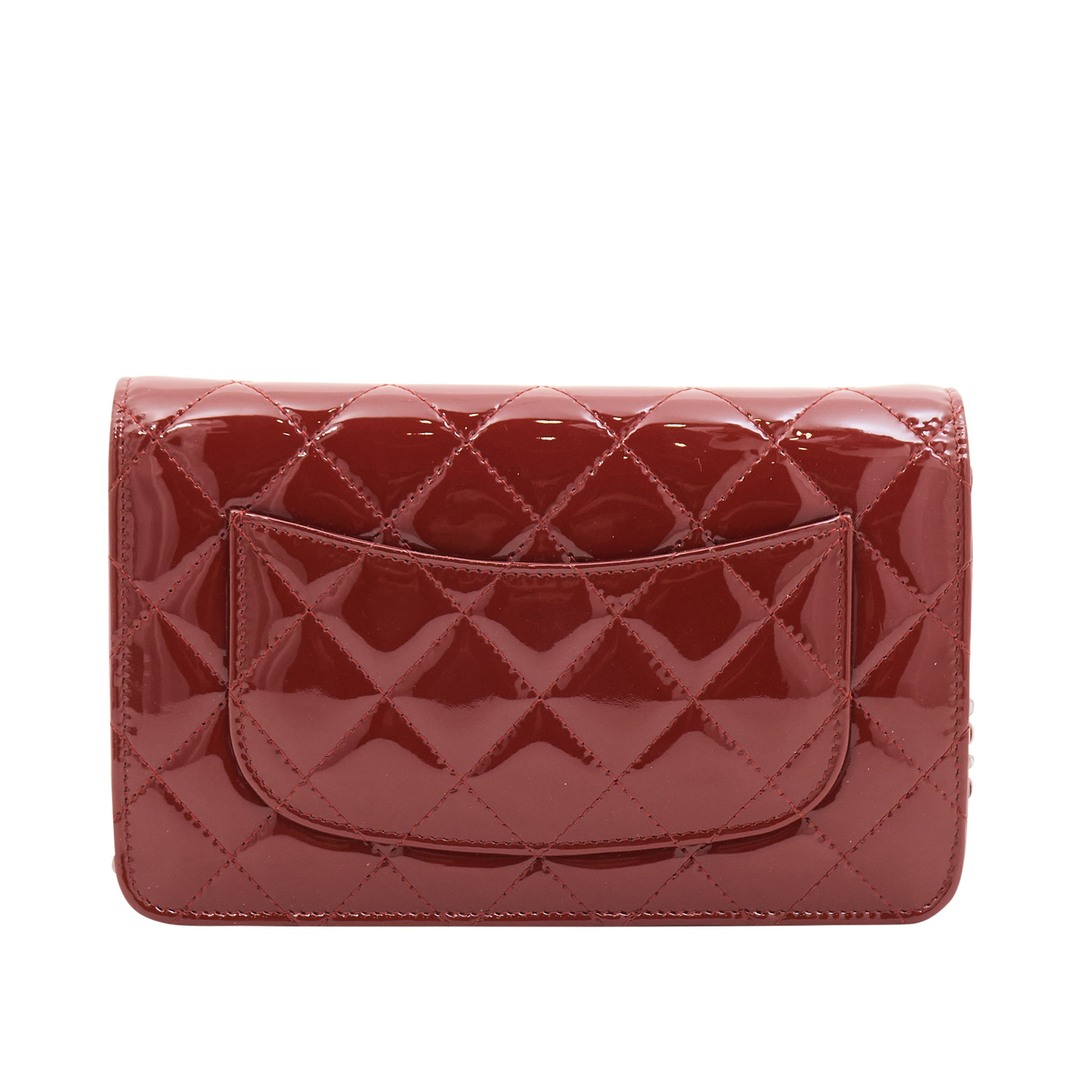Chanel Red Patent Wallet On Chain SHW