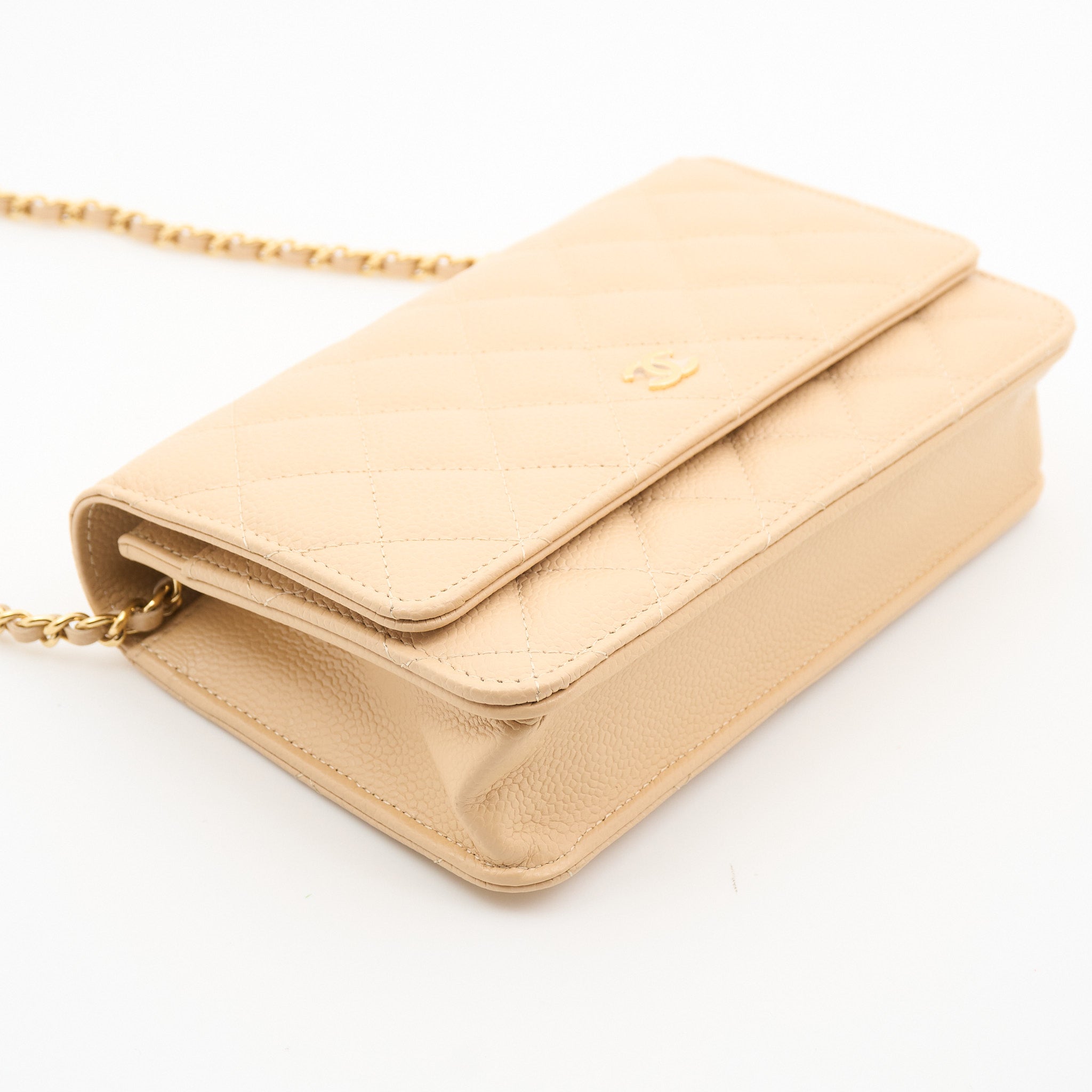 Chanel Wallet On Chain Beige Caviar WOC GHW