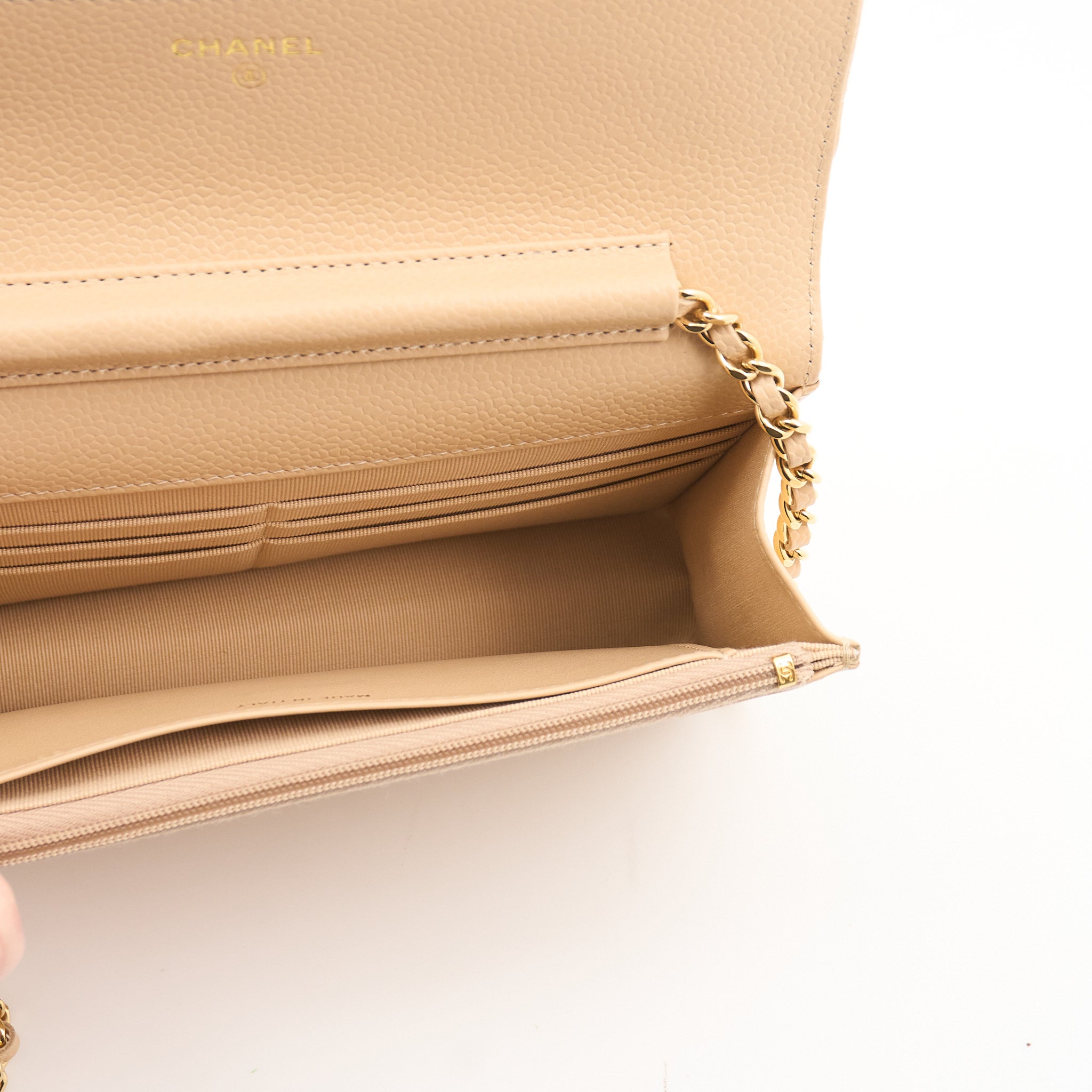 Chanel Wallet On Chain Beige Caviar WOC GHW