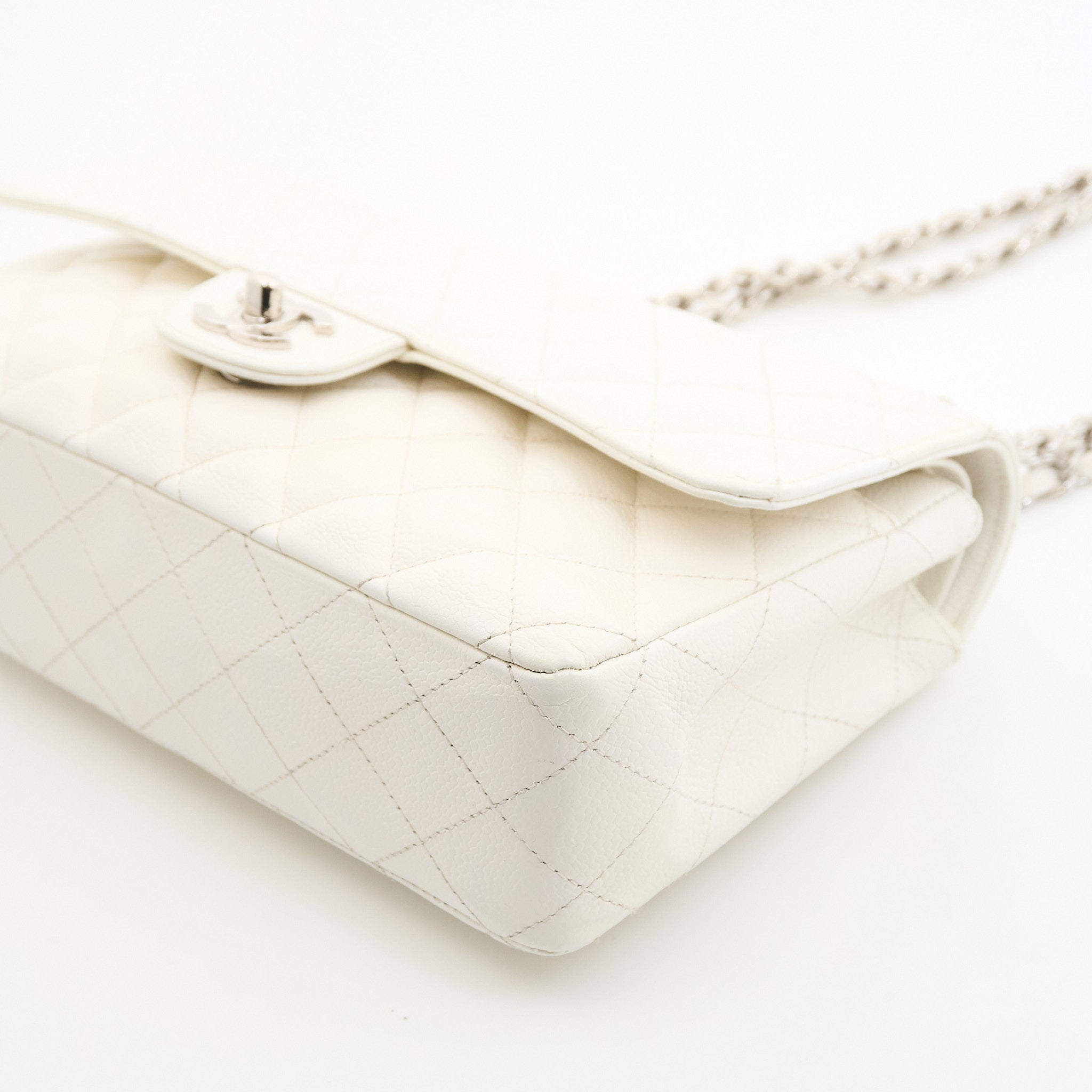 Chanel Classic Double Flap White Caviar Bag SHW