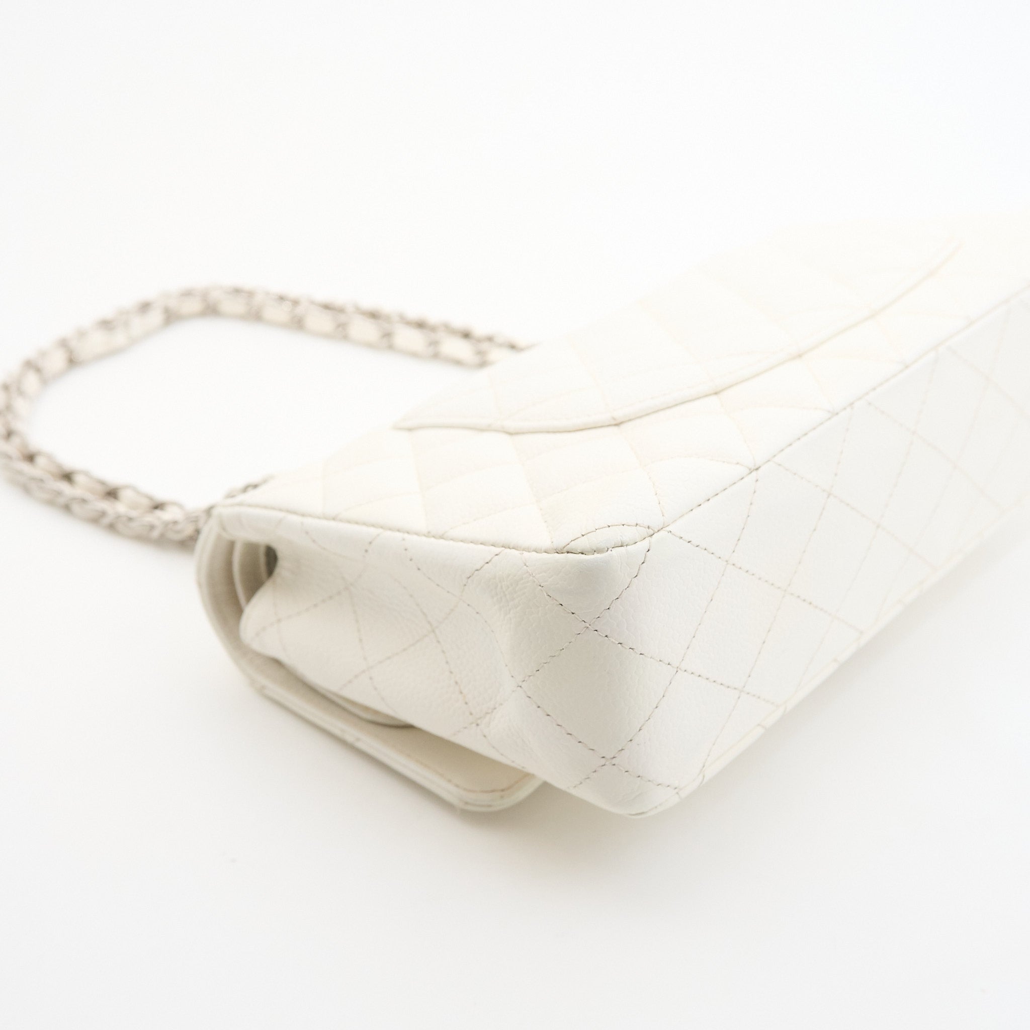 Chanel Classic Double Flap White Caviar Bag SHW