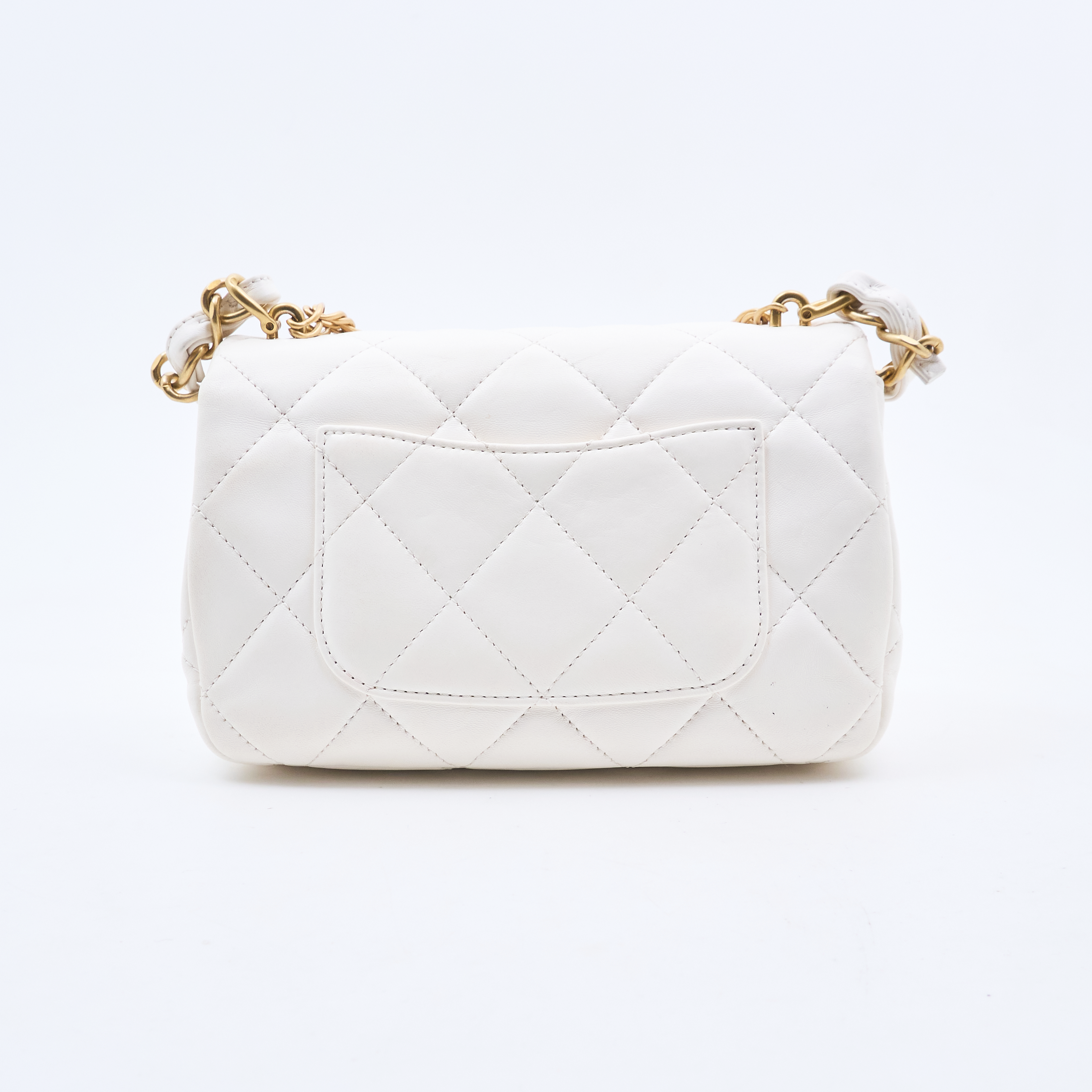 Chanel White Mini Quilted Flap Shoulder Bag GHW