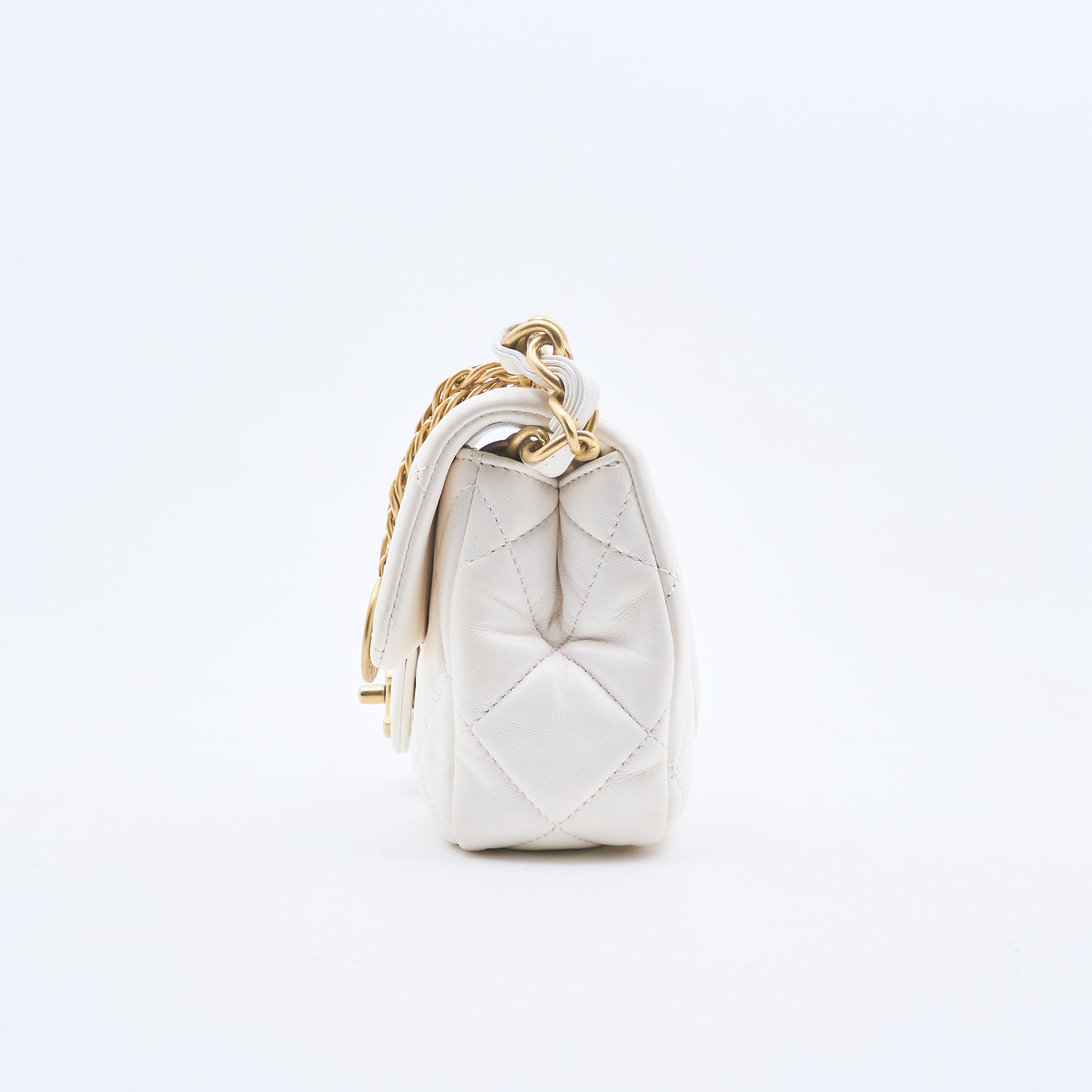 Chanel White Mini Quilted Flap Shoulder Bag GHW