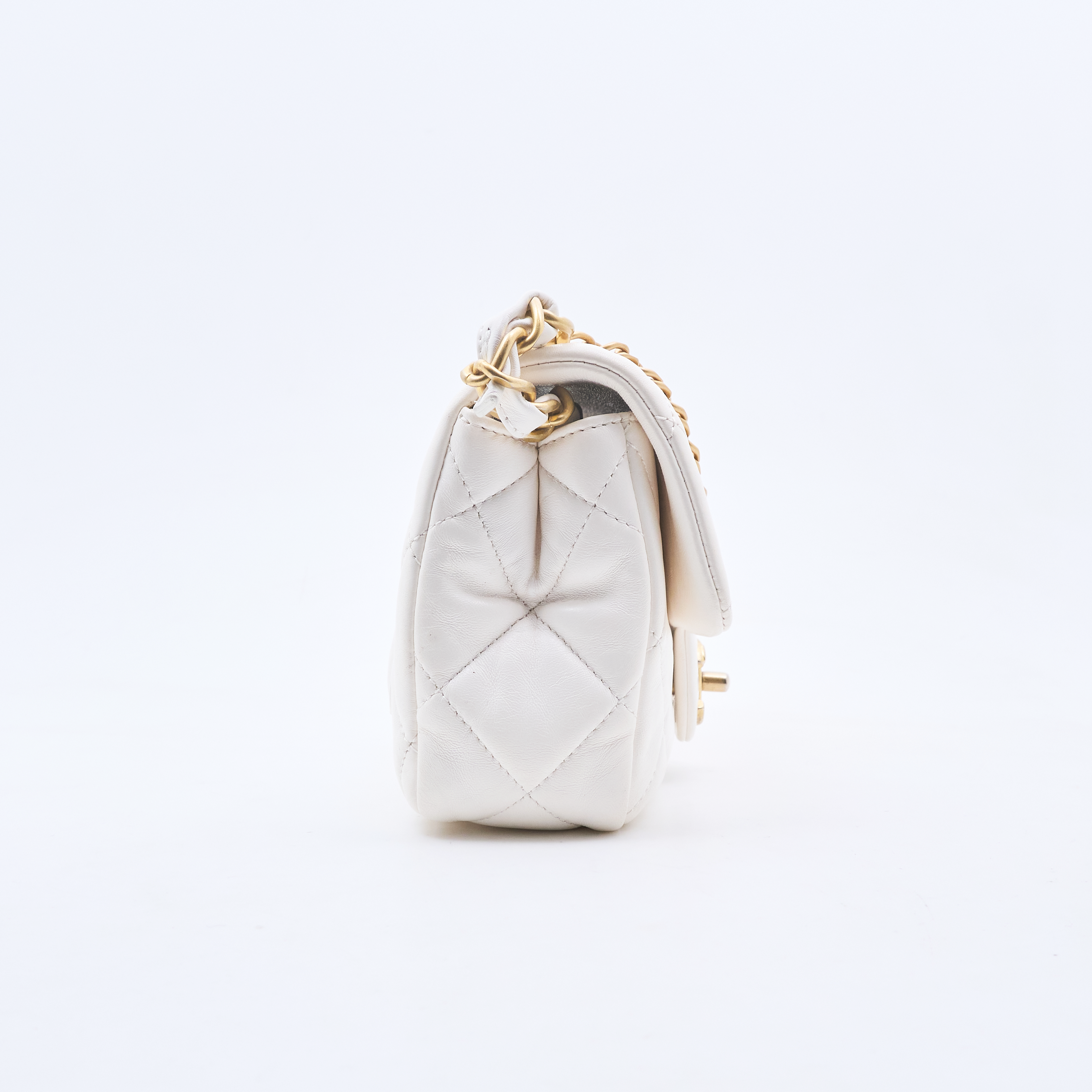 Chanel White Mini Quilted Flap Shoulder Bag GHW