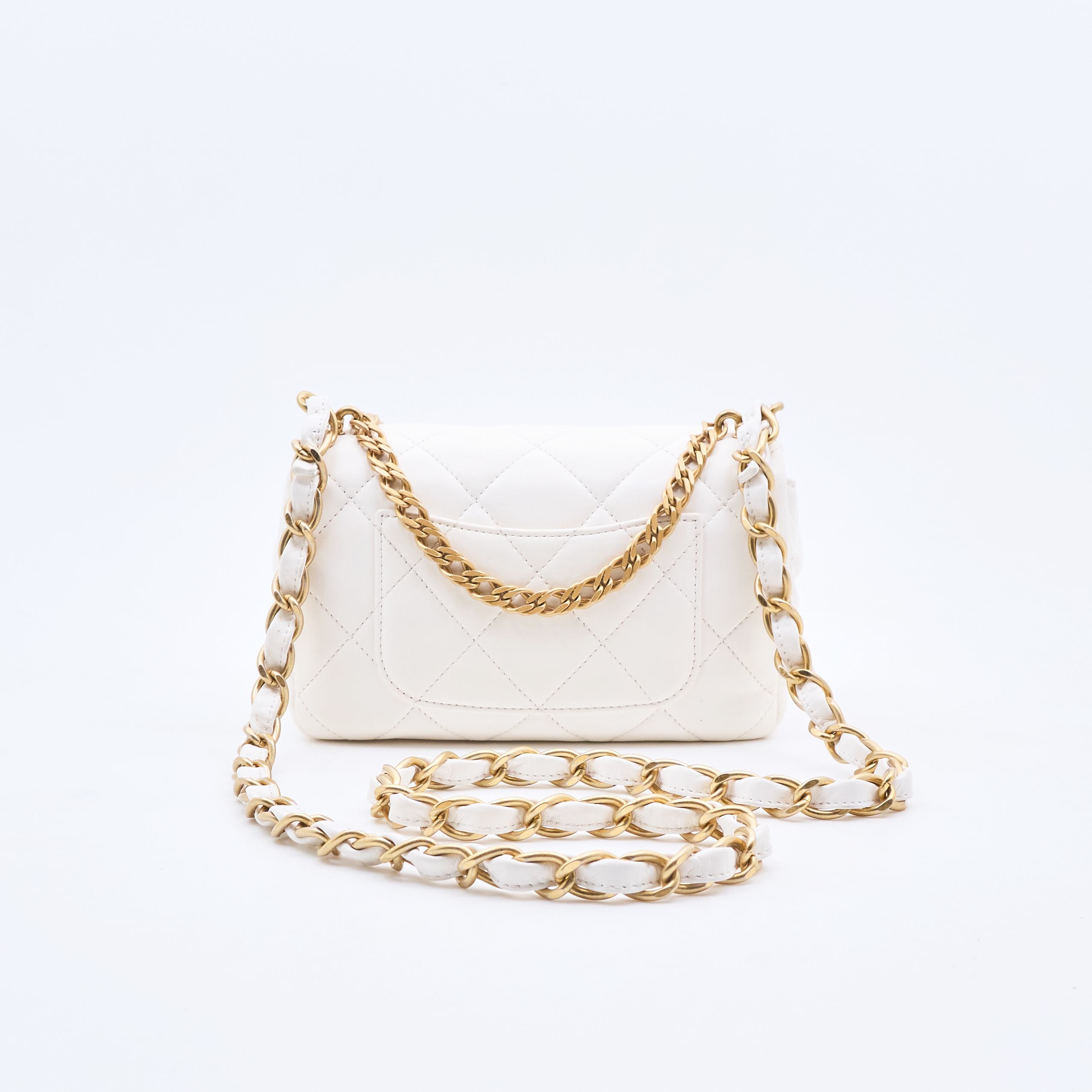 Chanel White Mini Quilted Flap Shoulder Bag GHW