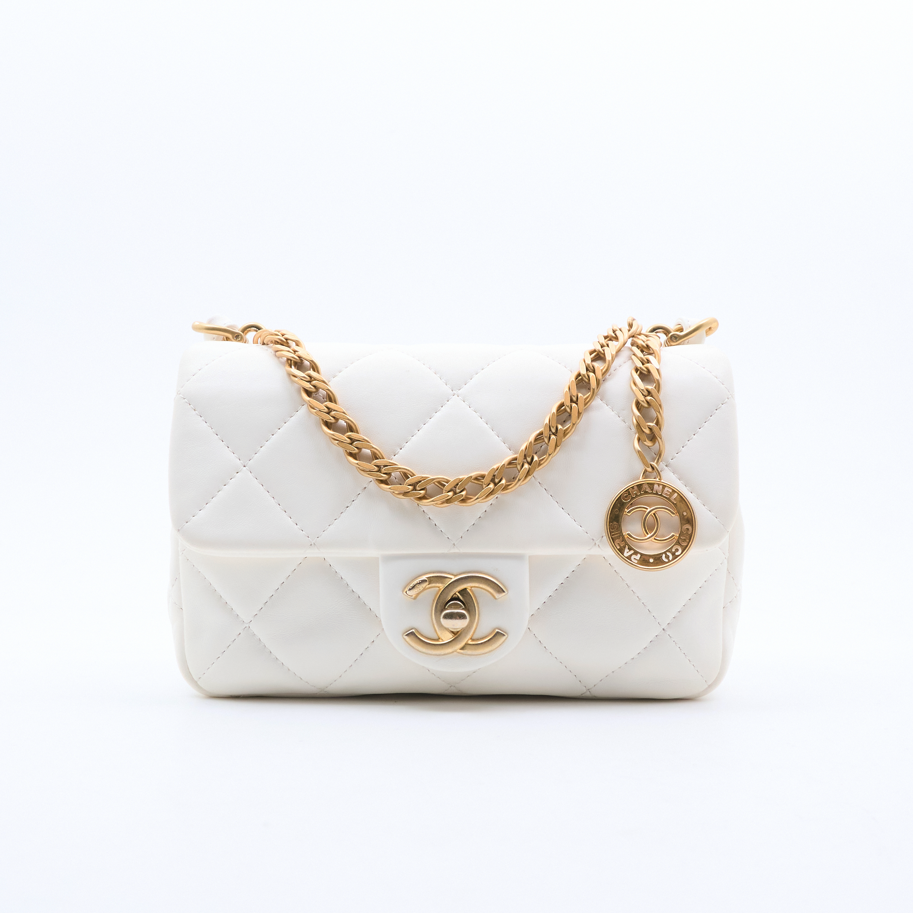 Chanel White Mini Quilted Flap Shoulder Bag GHW