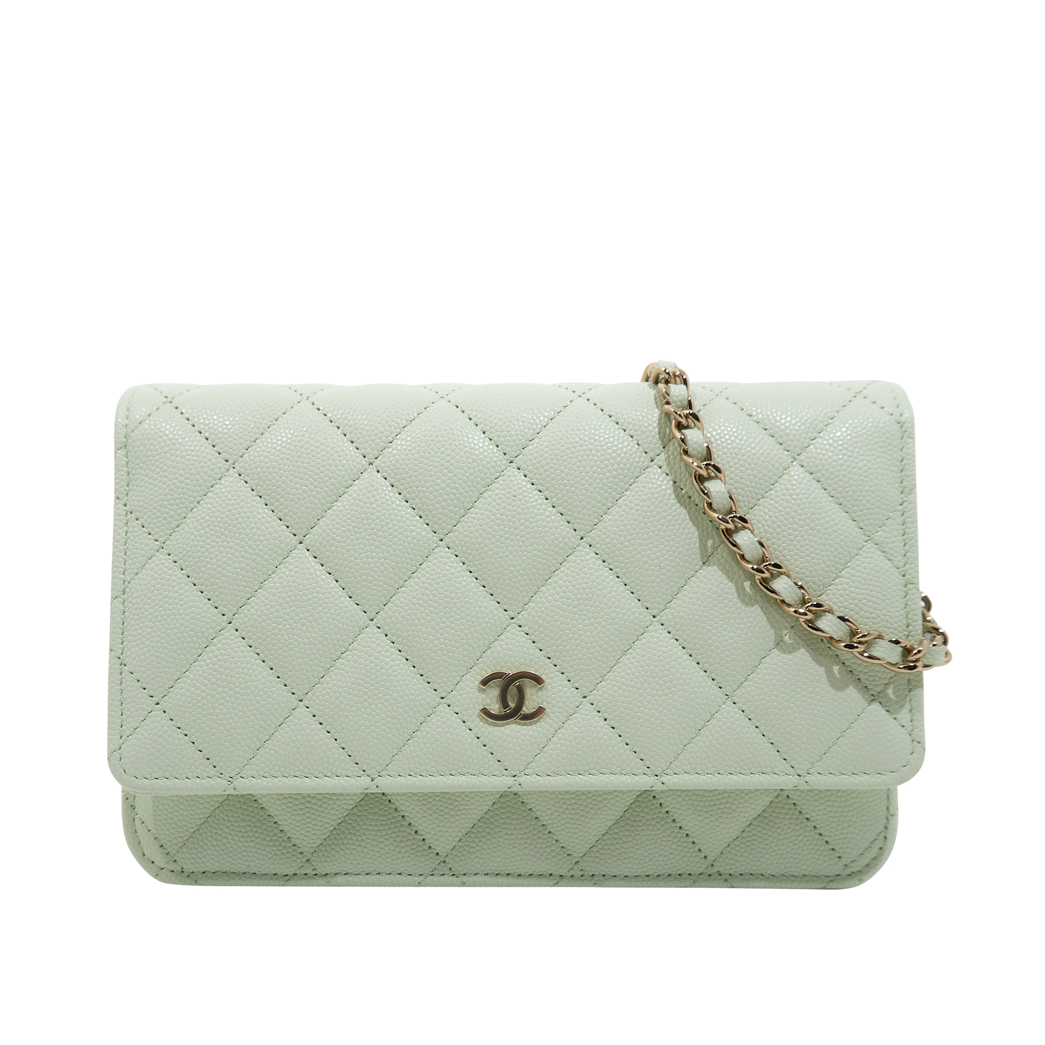 Chanel Caviar Quilted Wallet On Chain WOC Light Green LGHW