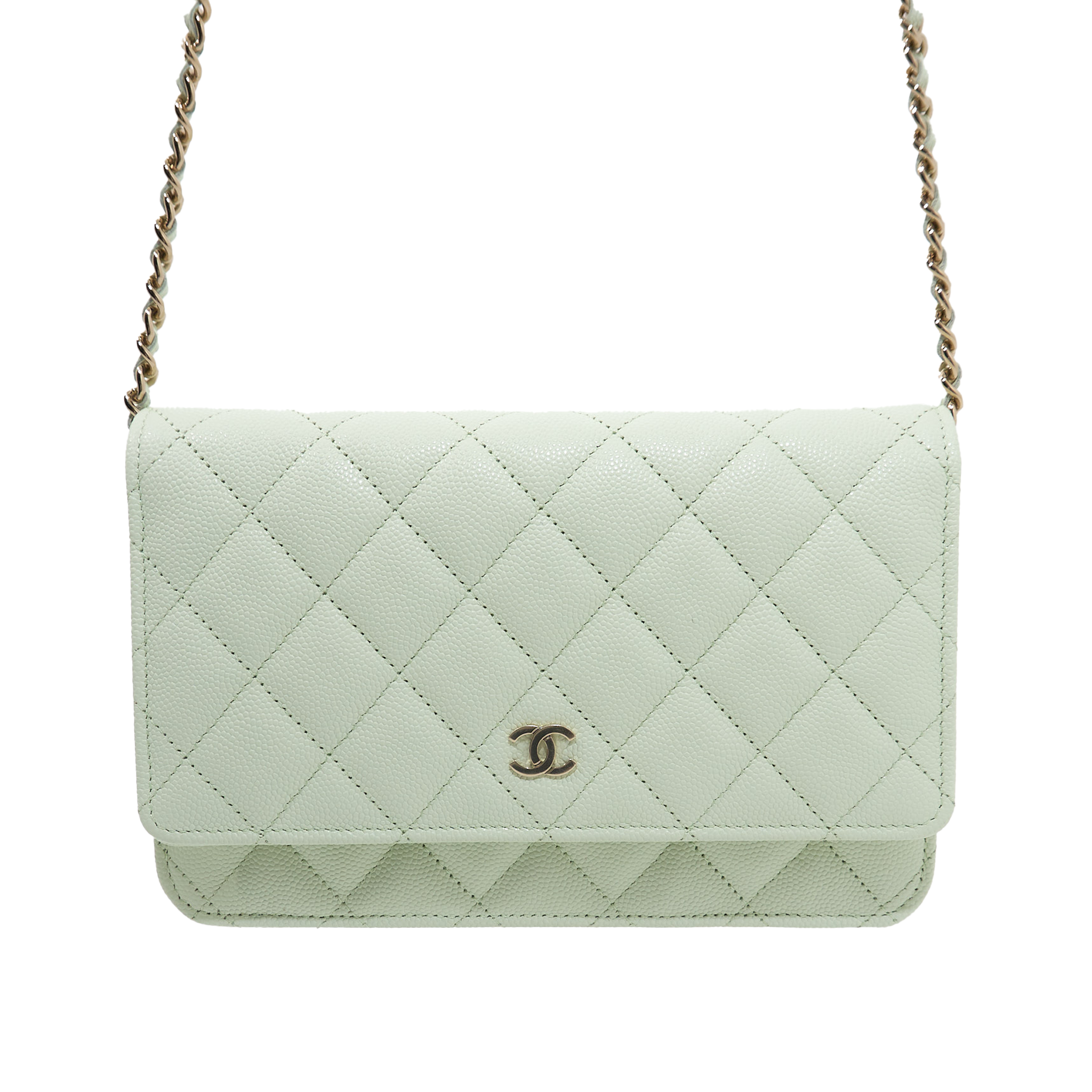 Chanel Caviar Quilted Wallet On Chain WOC Light Green LGHW