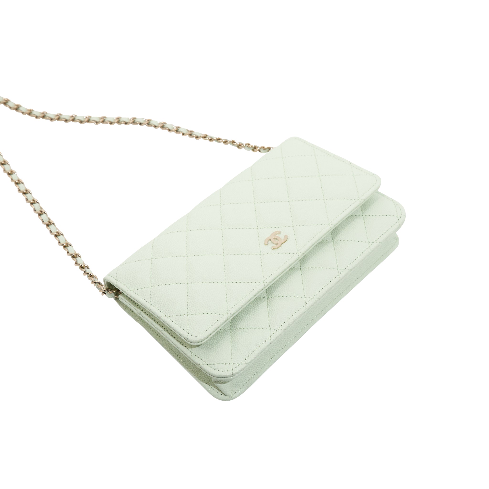 Chanel Caviar Quilted Wallet On Chain WOC Light Green LGHW