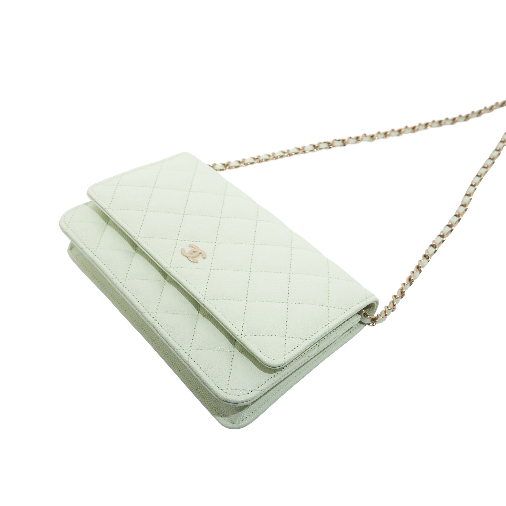 Chanel Caviar Quilted Wallet On Chain WOC Light Green LGHW