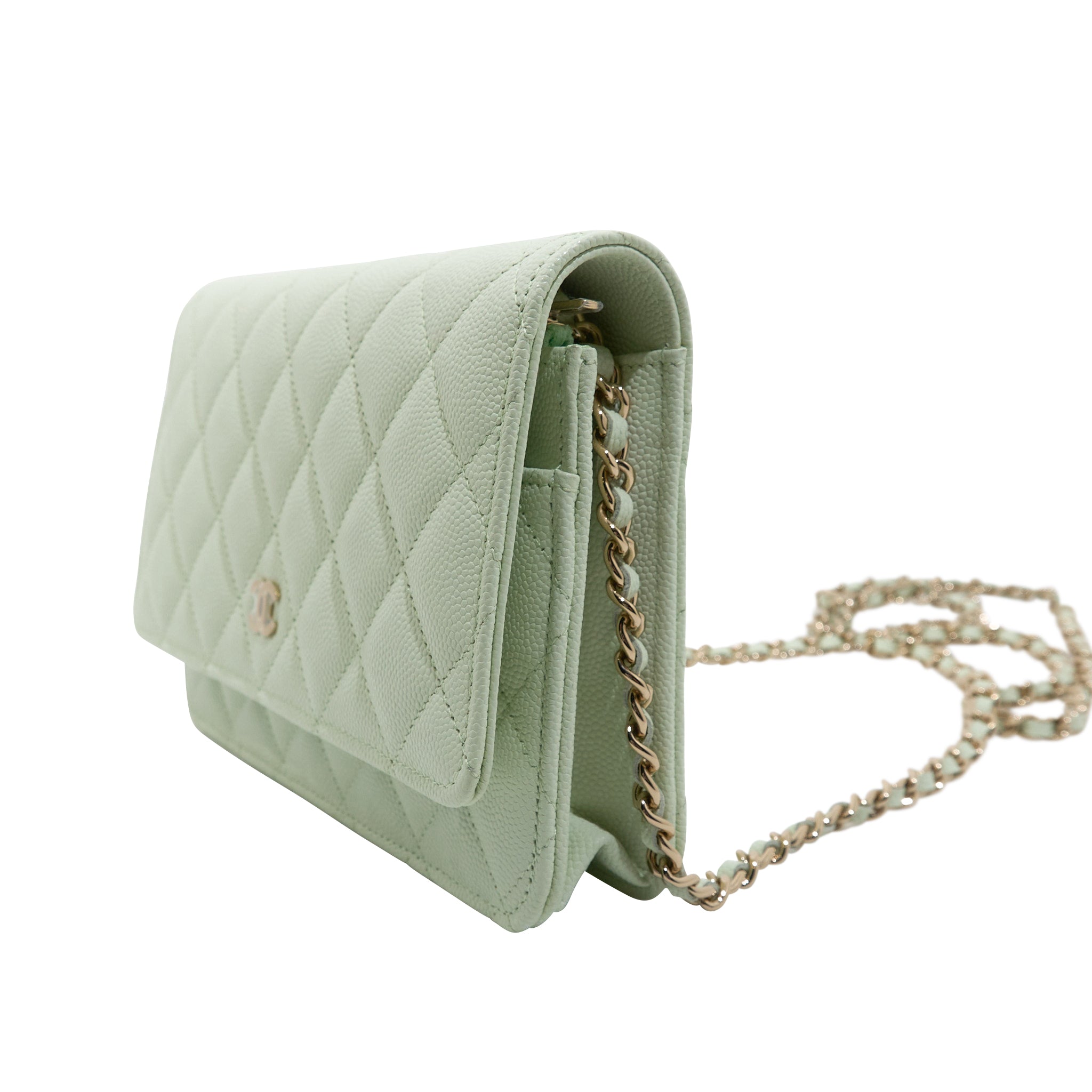 Chanel Caviar Quilted Wallet On Chain WOC Light Green LGHW