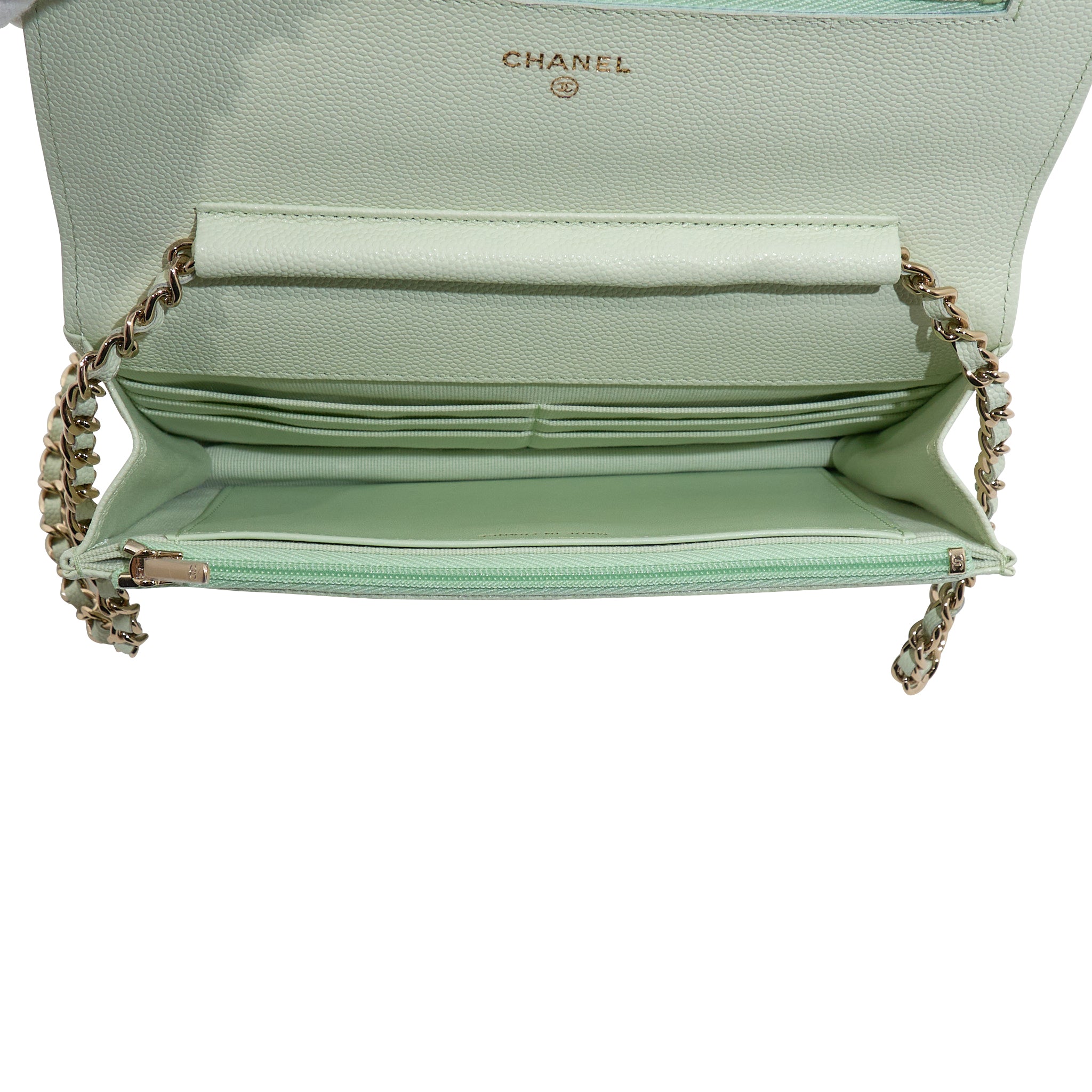 Chanel Caviar Quilted Wallet On Chain WOC Light Green LGHW