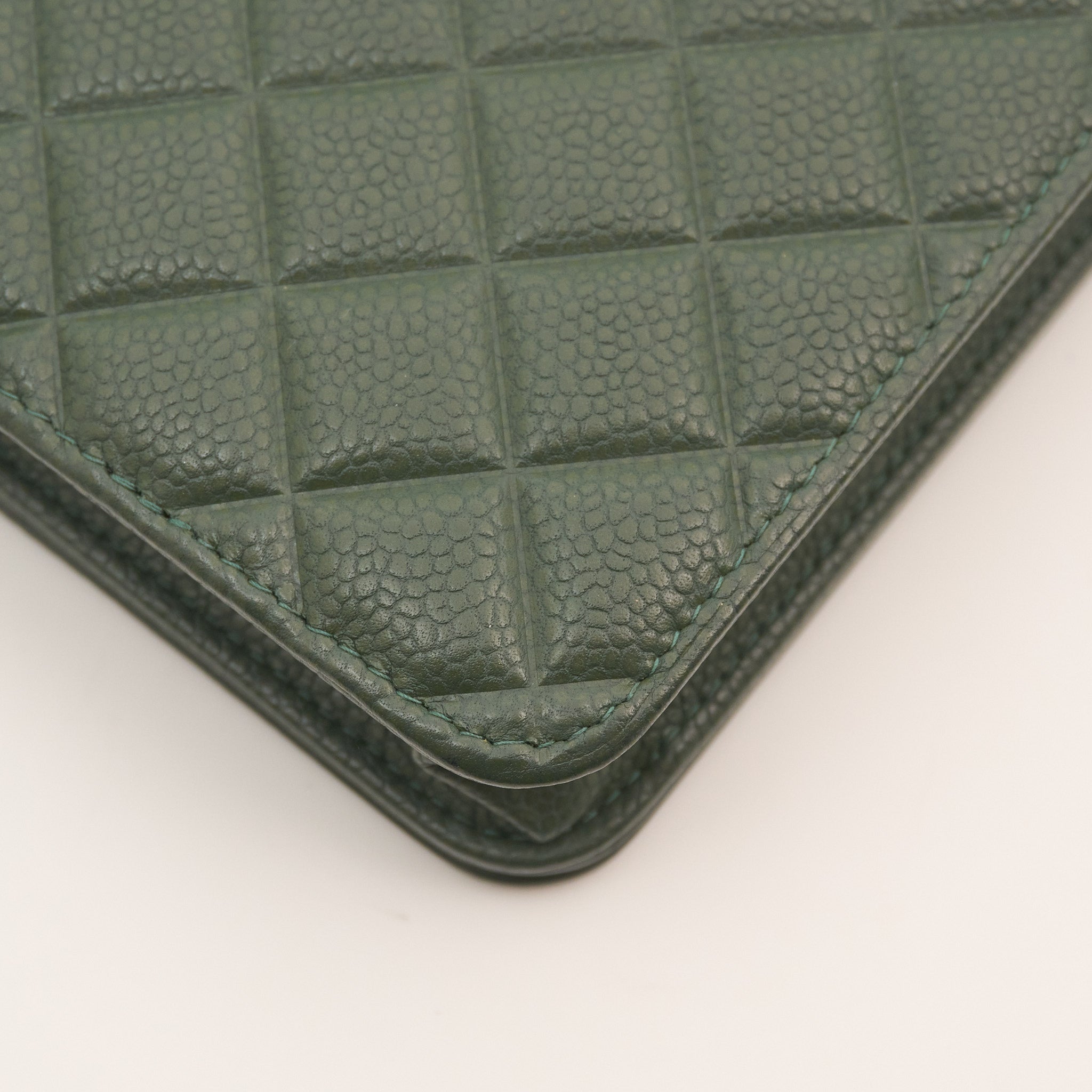 Chanel Forest Green Caviar Wallet On Chain WOC SHW