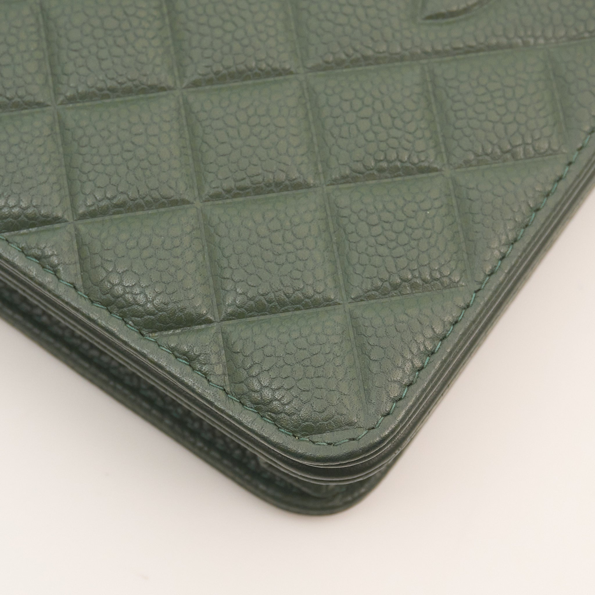 Chanel Forest Green Caviar Wallet On Chain WOC SHW