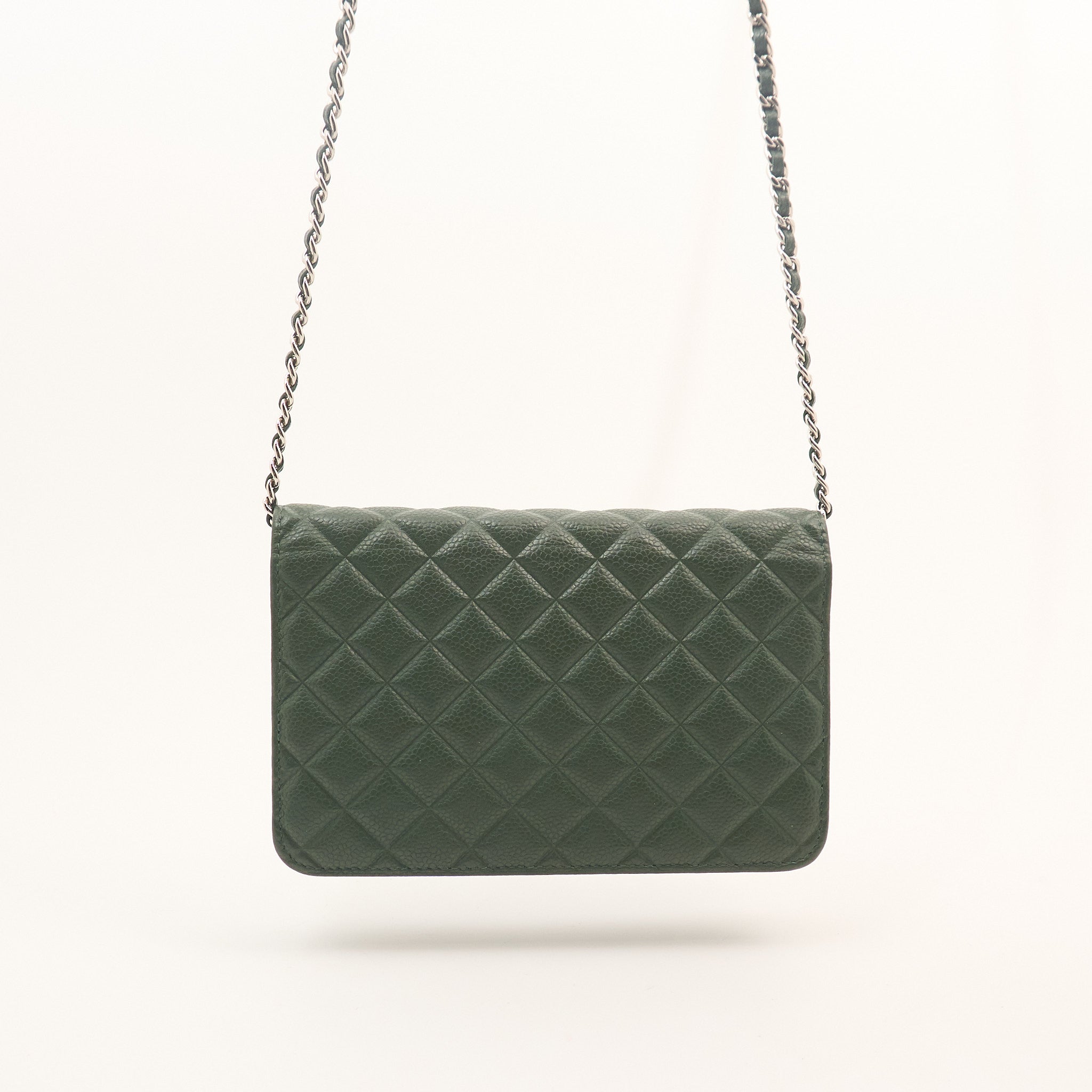Chanel Forest Green Caviar Wallet On Chain WOC SHW