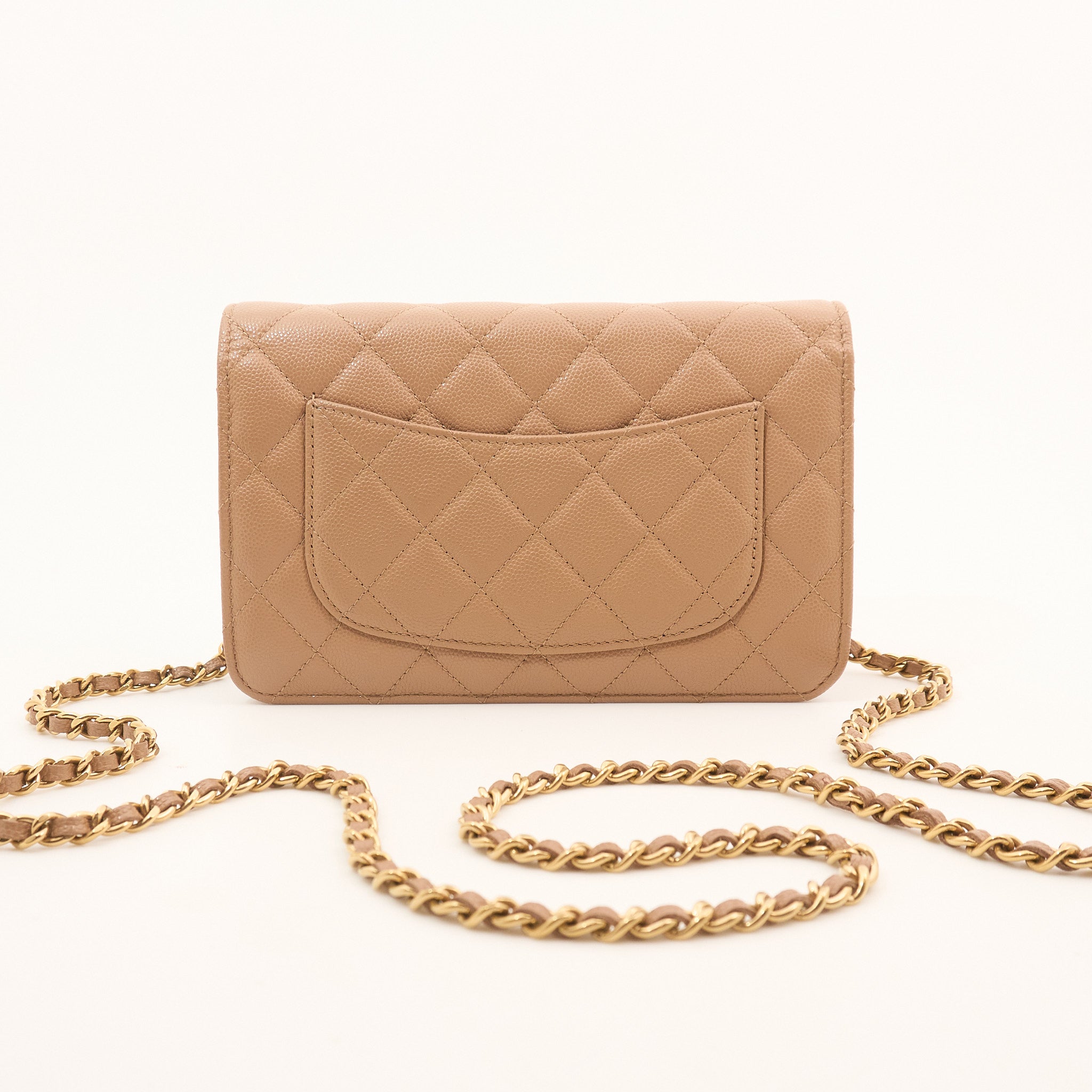 Chanel Tan Caviar Wallet On Chain WOC Bag GHW