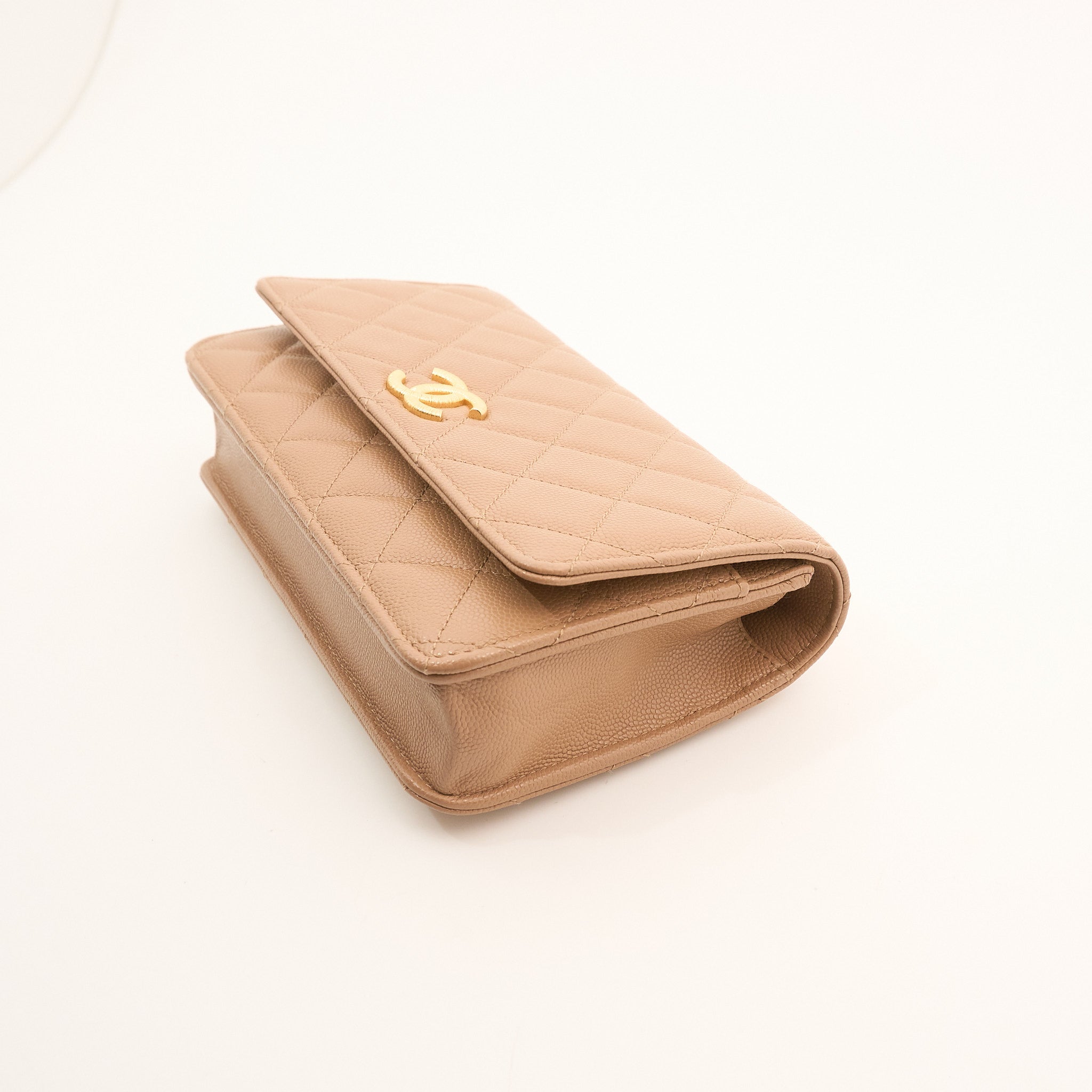 Chanel Tan Caviar Wallet On Chain WOC Bag GHW