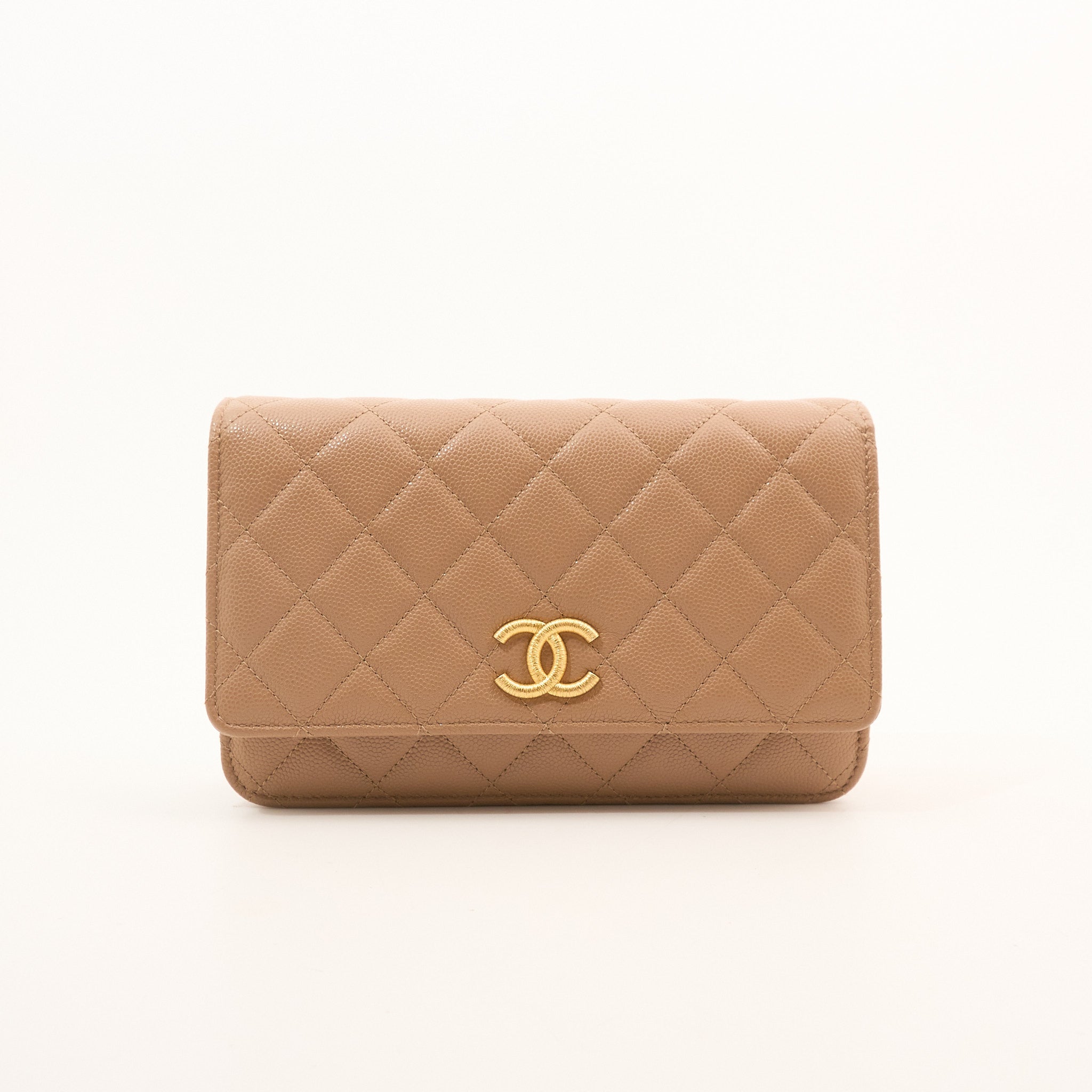 Chanel Tan Caviar Wallet On Chain WOC Bag GHW