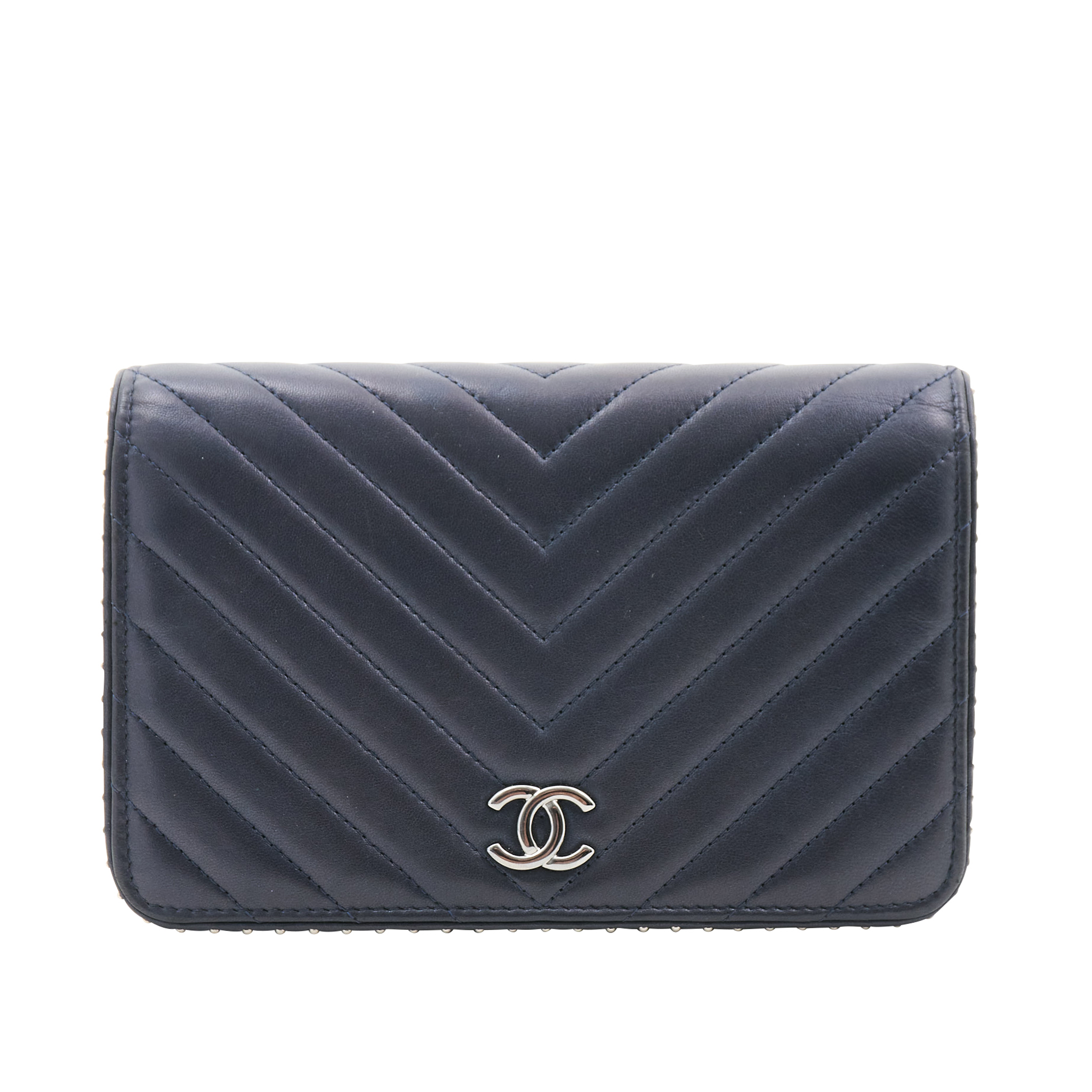 Chanel WOC Midnight Blue Chevron Lambskin SHW