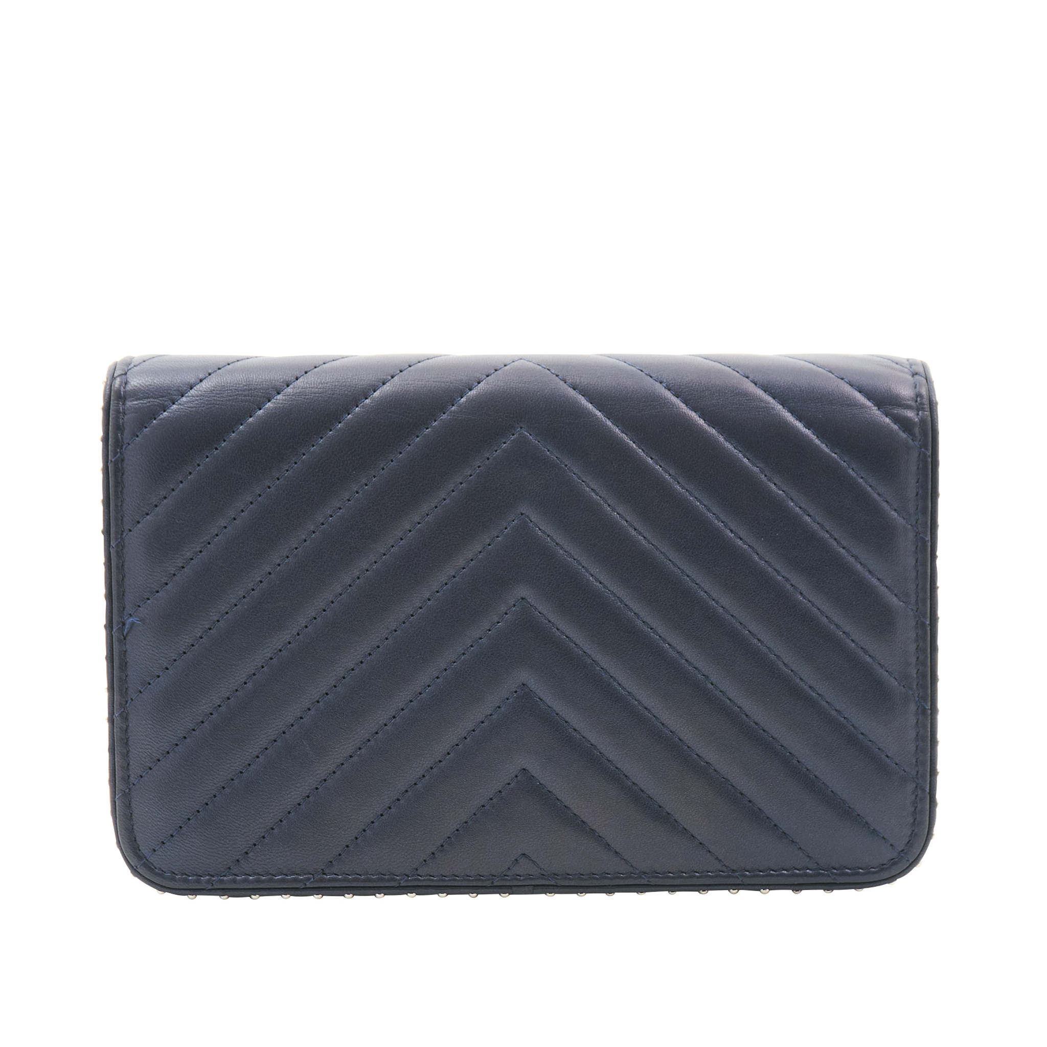 Chanel WOC Midnight Blue Chevron Lambskin SHW