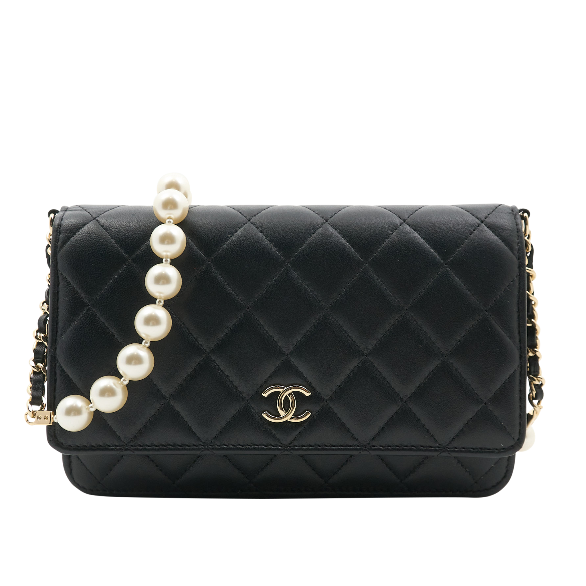 Chanel Black Wallet On Chain with Pearls LGHW WOC