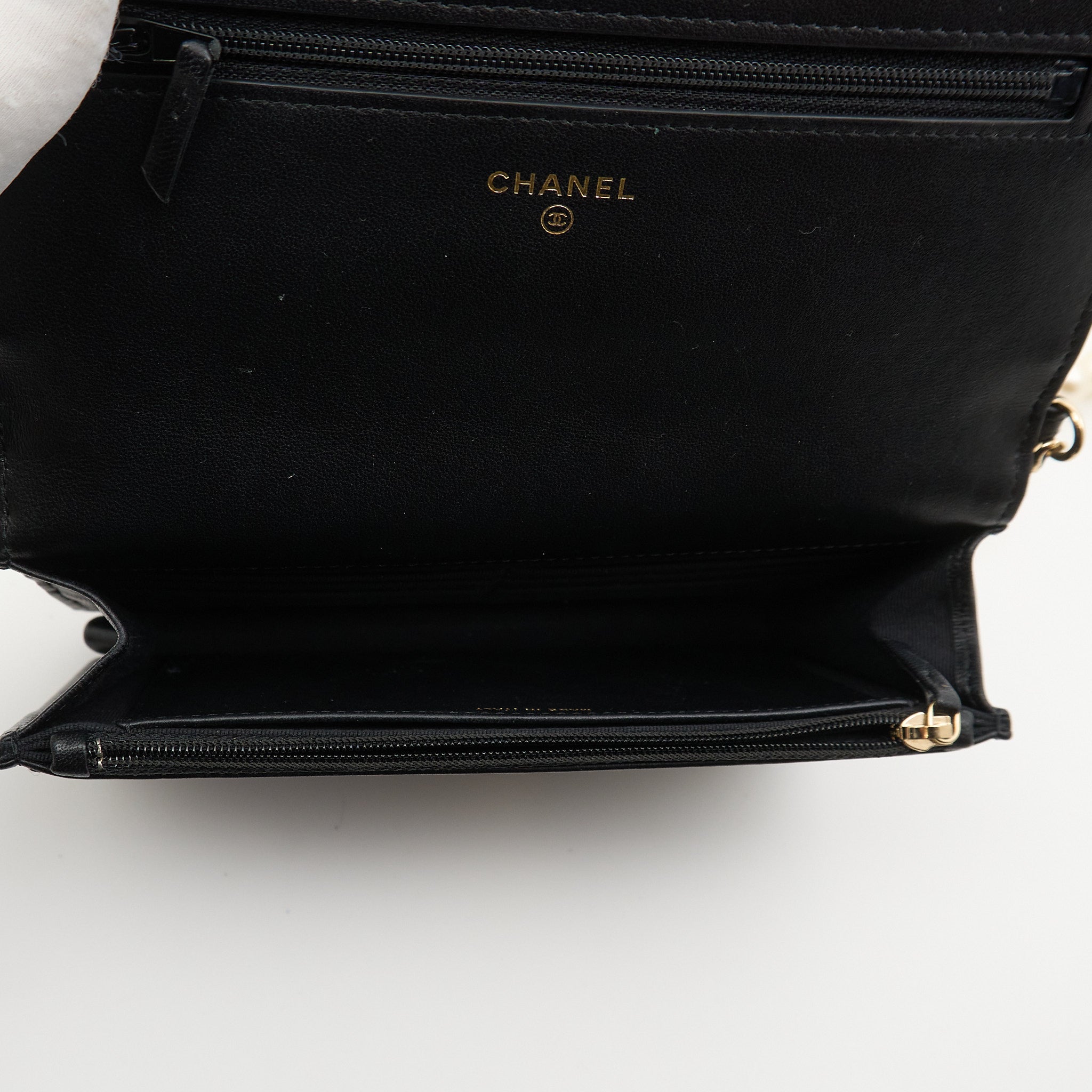 Chanel Black Wallet On Chain with Pearls LGHW WOC