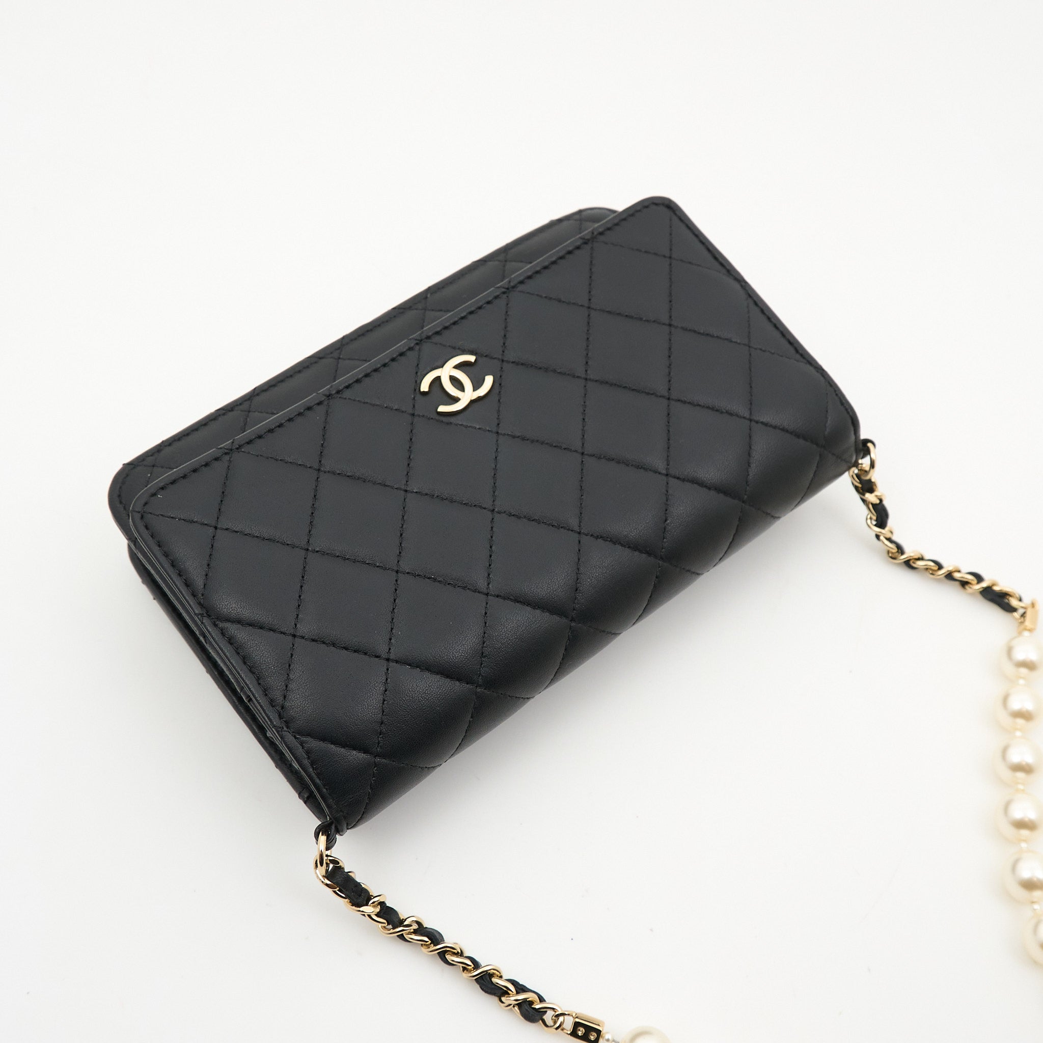 Chanel Black Wallet On Chain with Pearls LGHW WOC