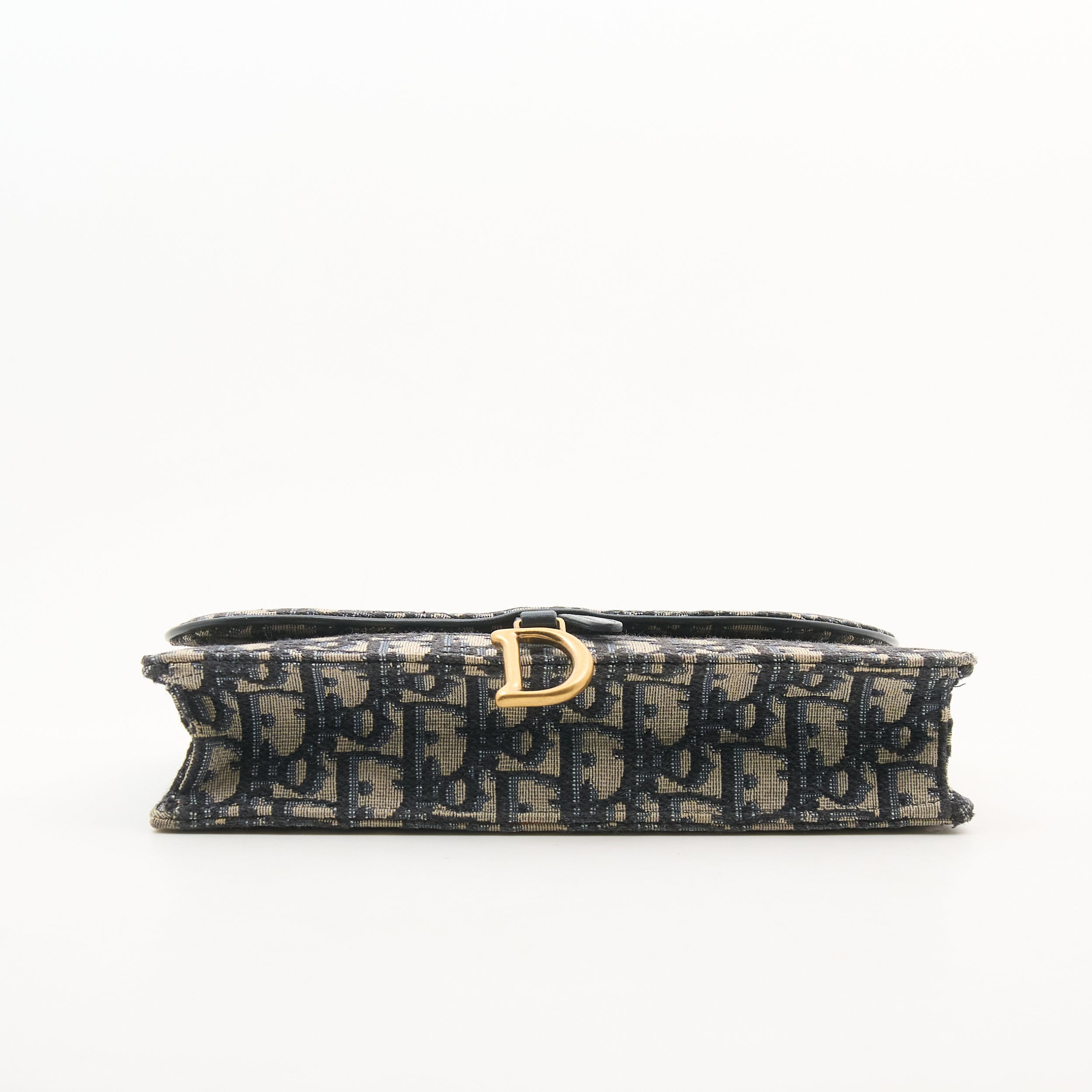 Christian Dior Blue Oblique Saddle Wallet on Chain