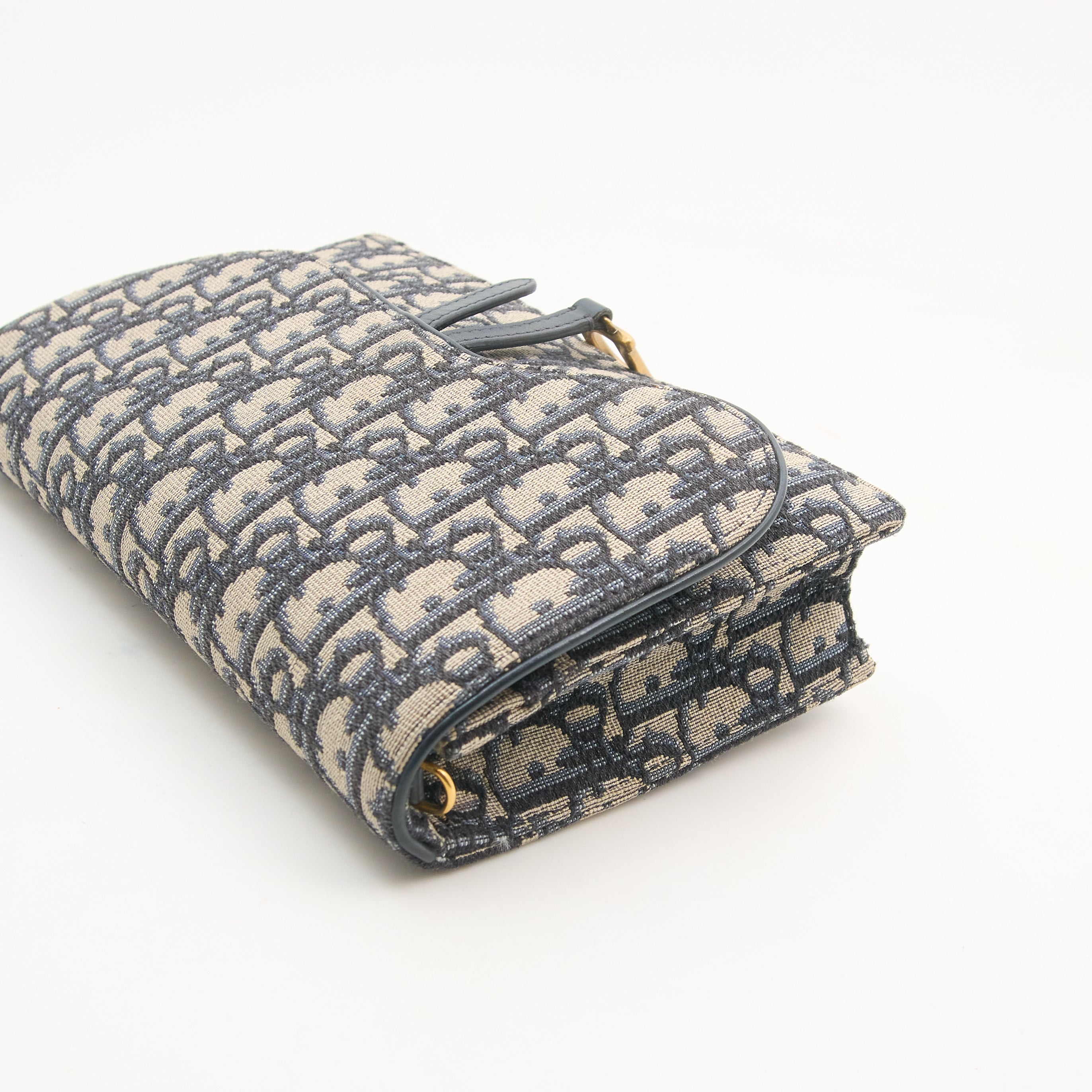 Christian Dior Blue Oblique Saddle Wallet on Chain