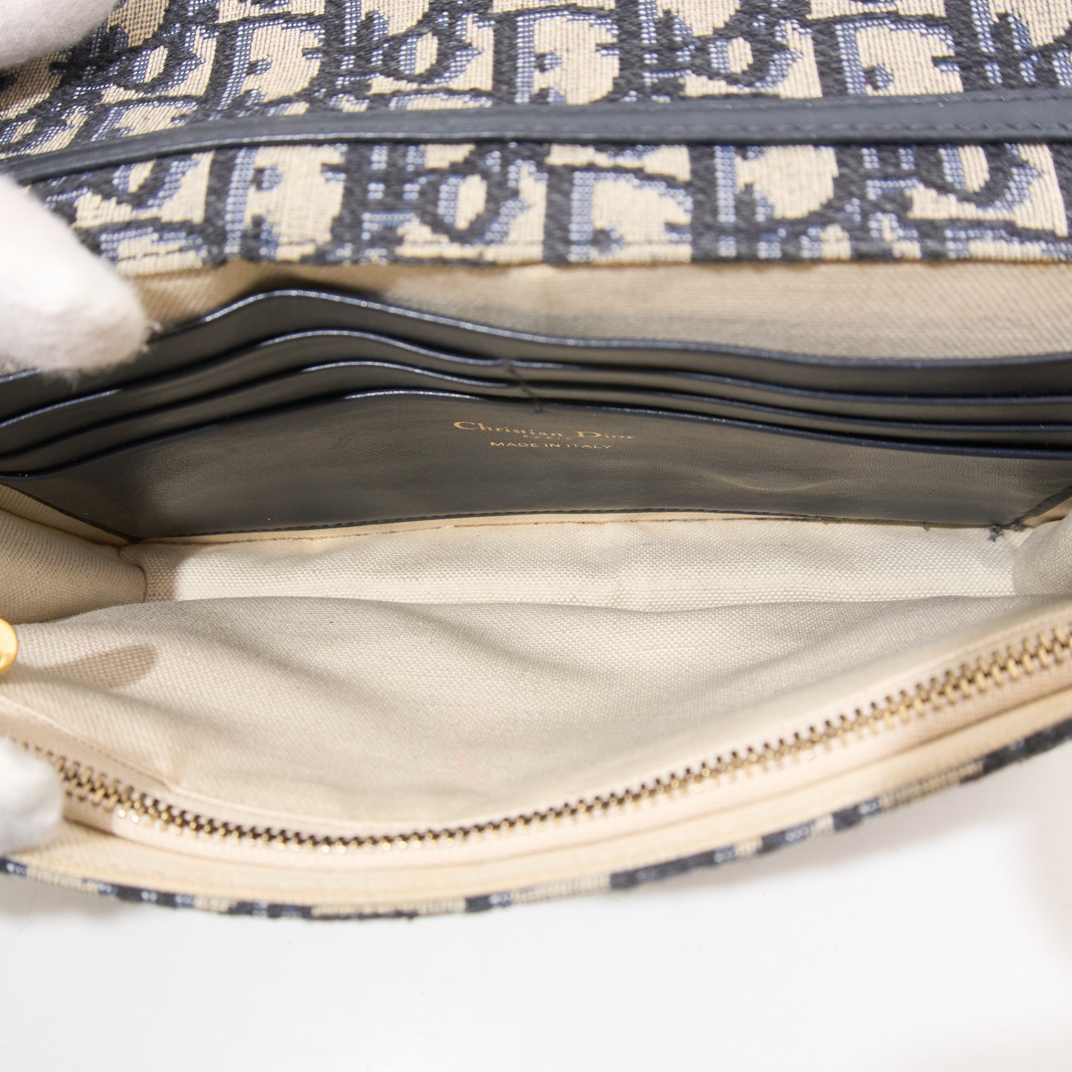 Christian Dior Blue Oblique Saddle Wallet on Chain