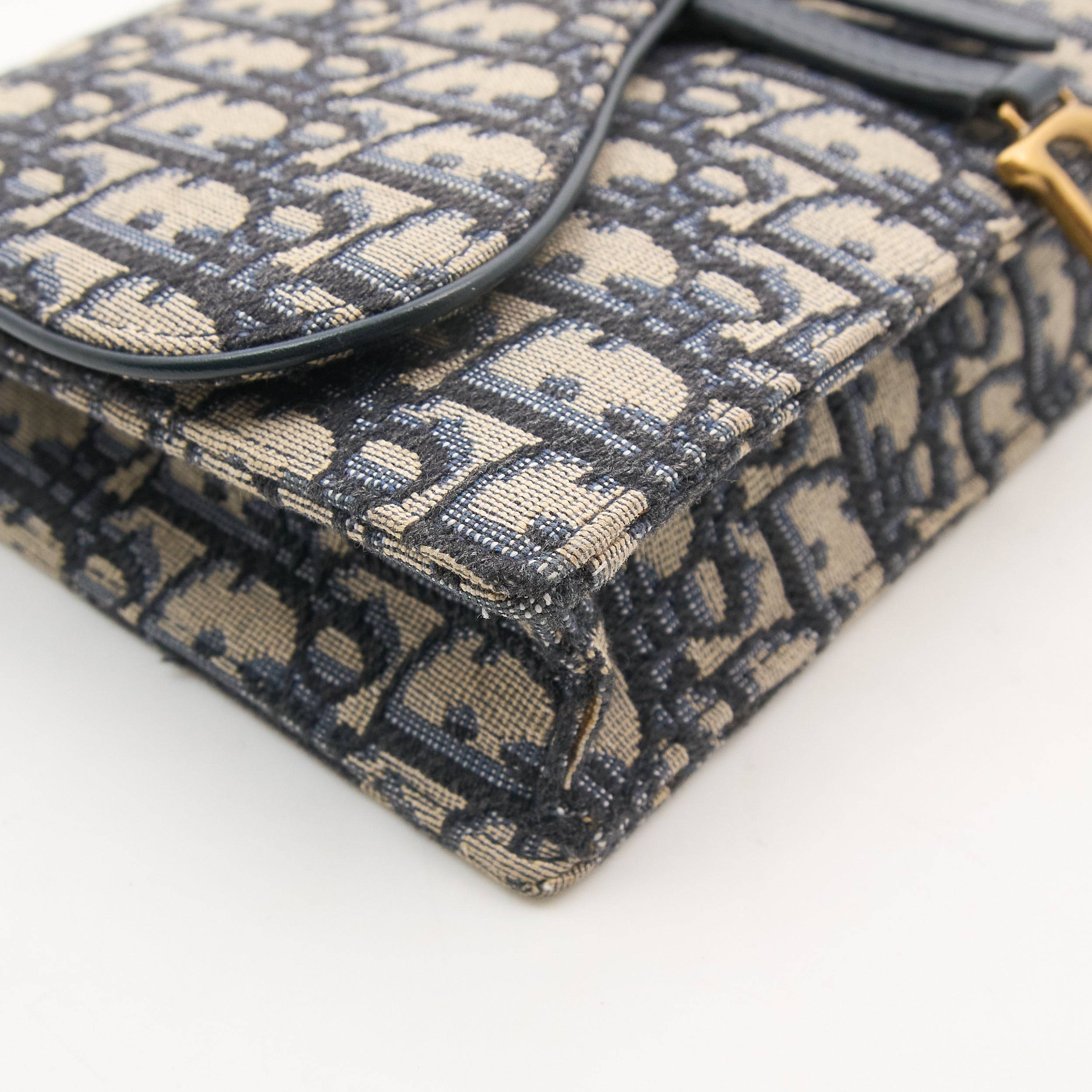 Christian Dior Blue Oblique Saddle Wallet on Chain