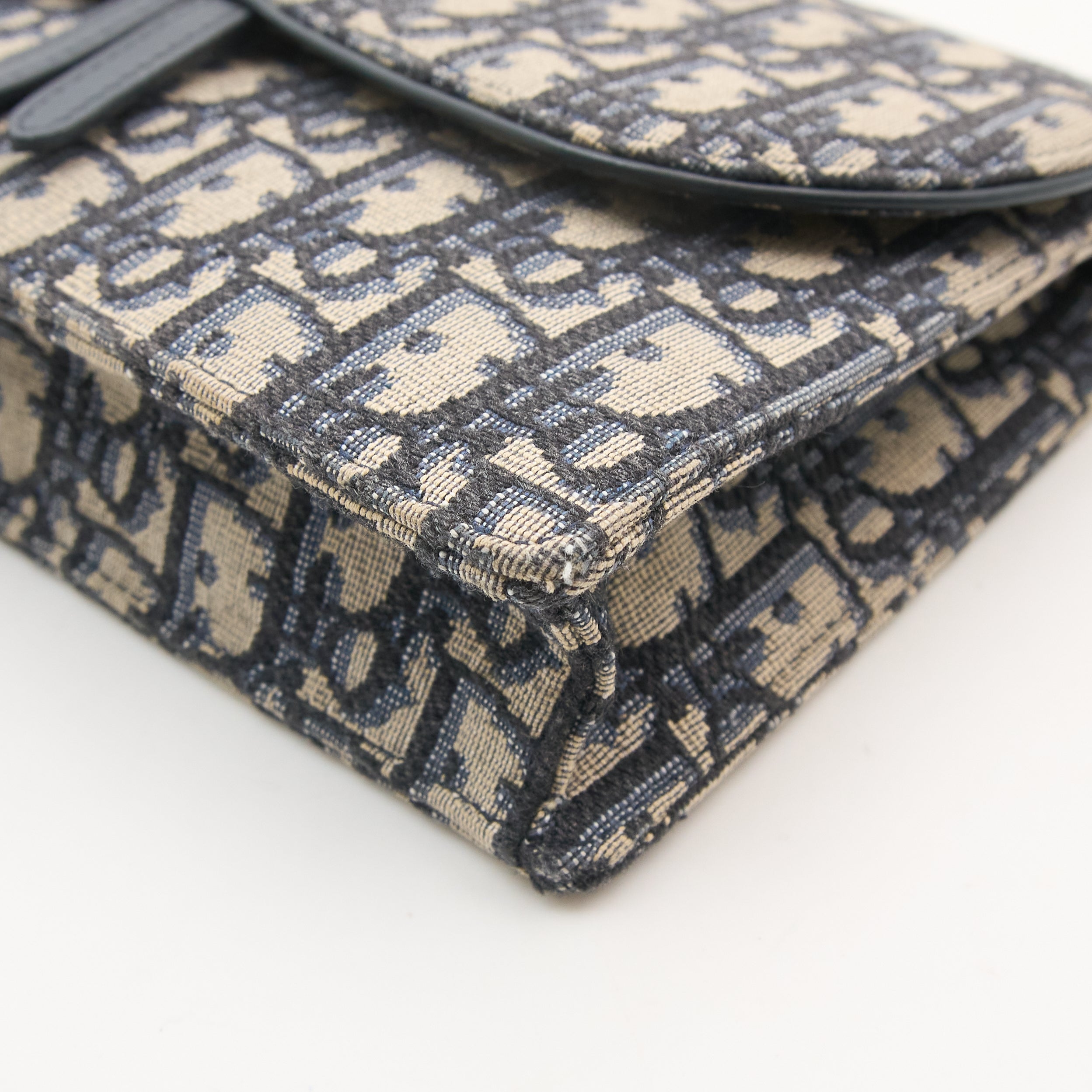Christian Dior Blue Oblique Saddle Wallet on Chain