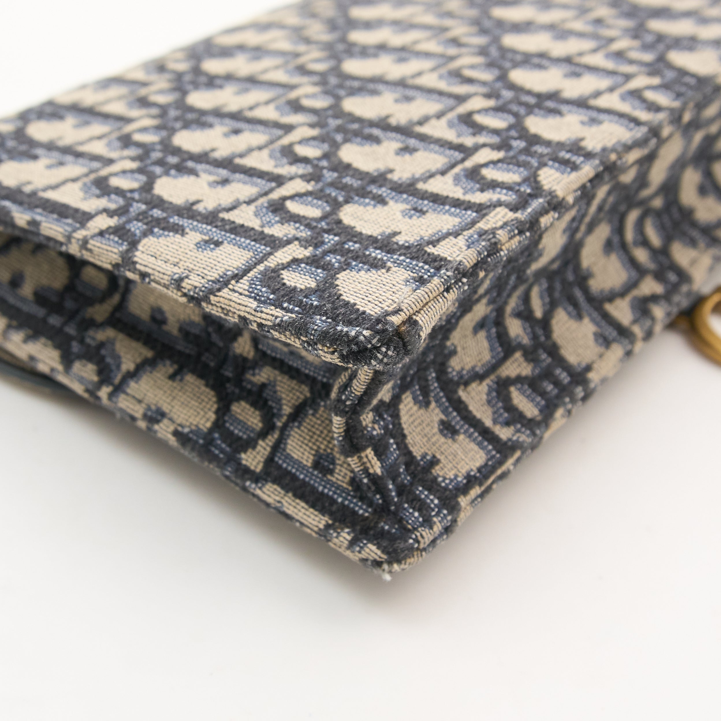 Christian Dior Blue Oblique Saddle Wallet on Chain