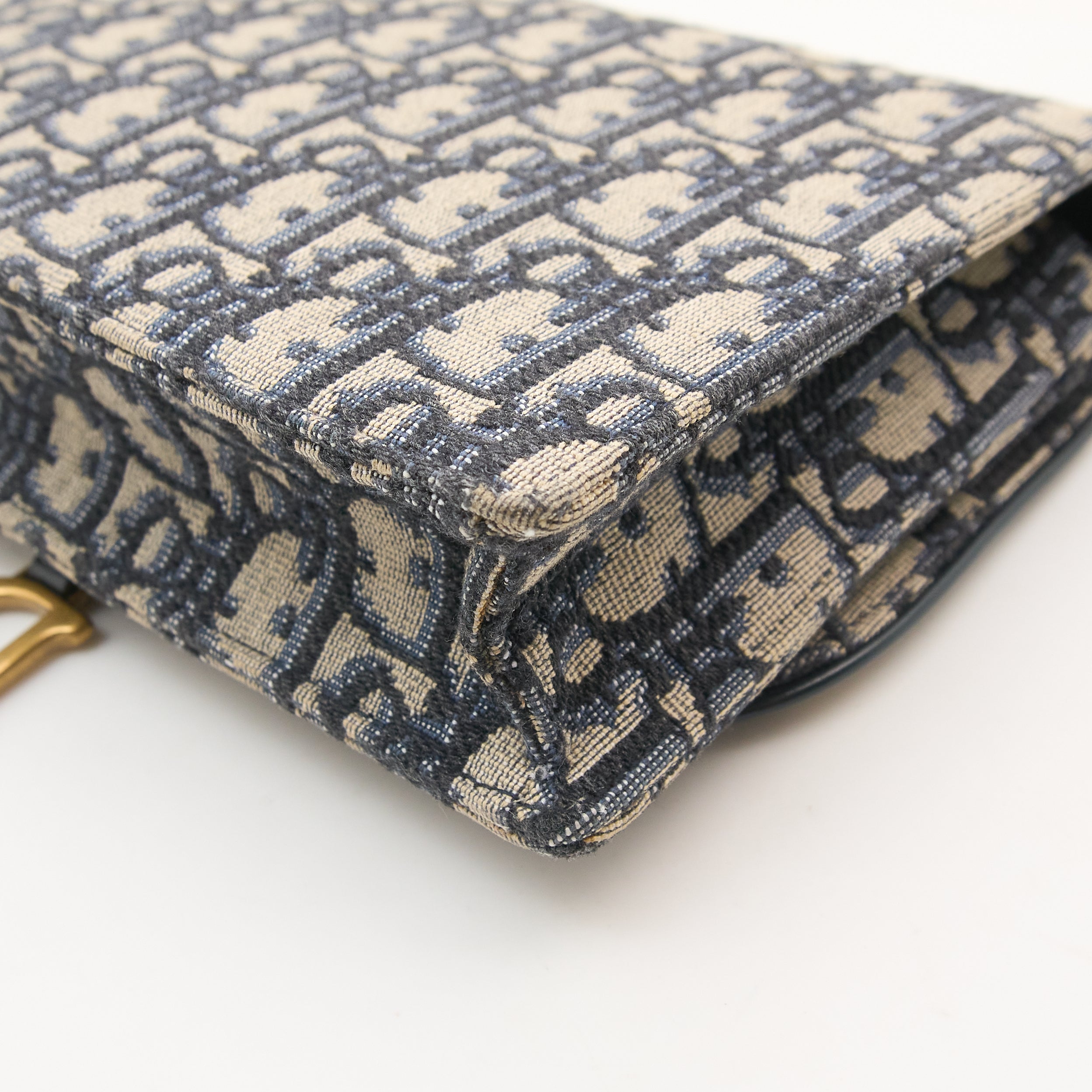 Christian Dior Blue Oblique Saddle Wallet on Chain