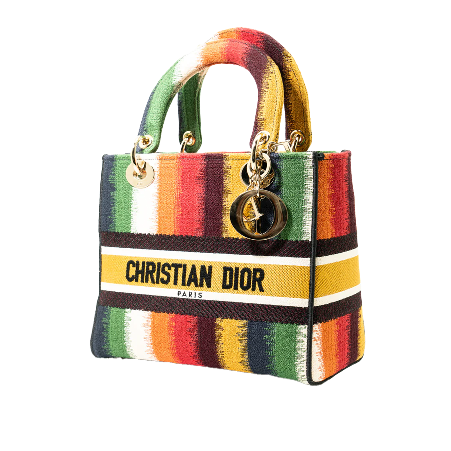 Christian Dior Canvas Lady D-Lite Bag in Rainbow GHW