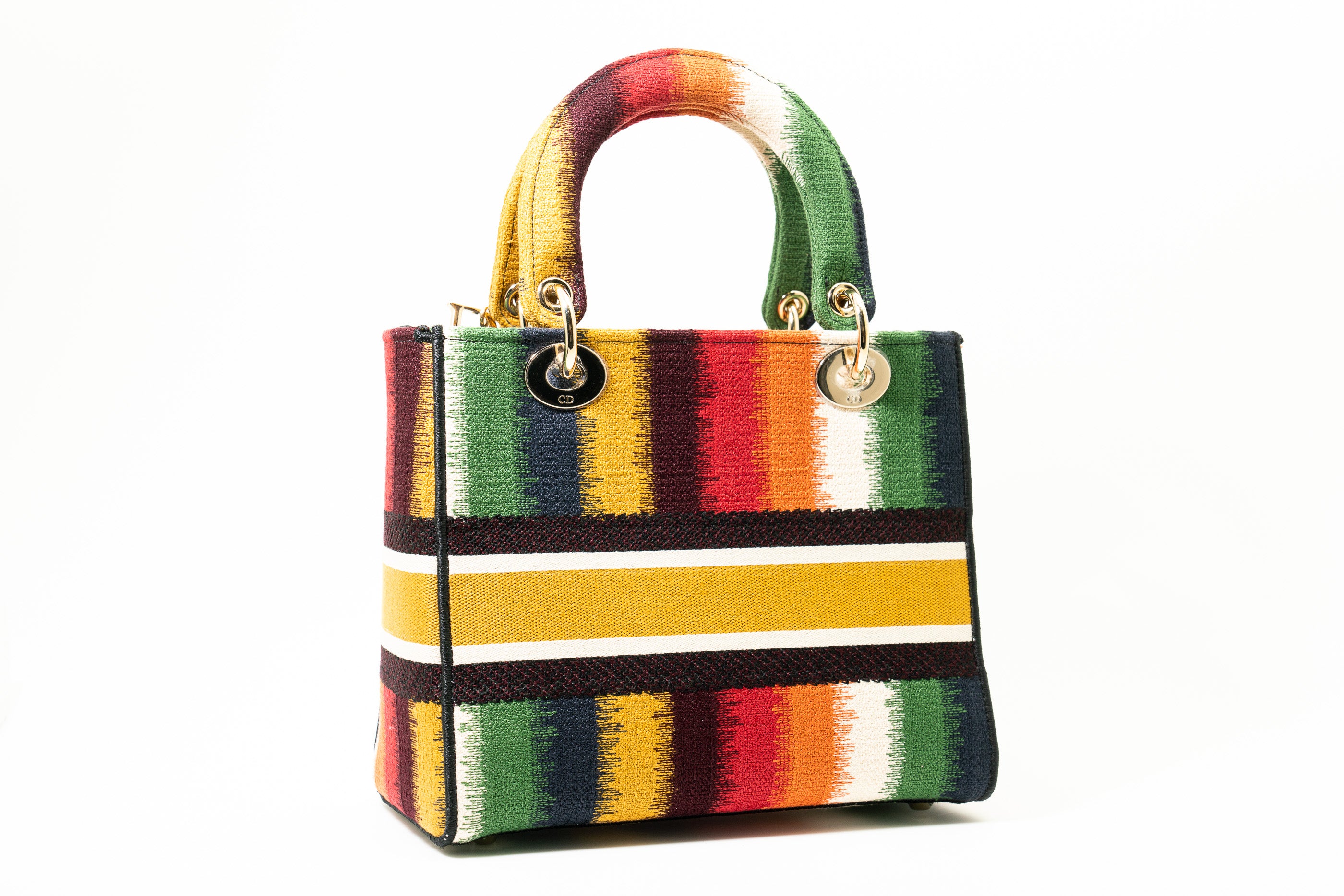 Christian Dior Canvas Lady D-Lite Bag in Rainbow GHW