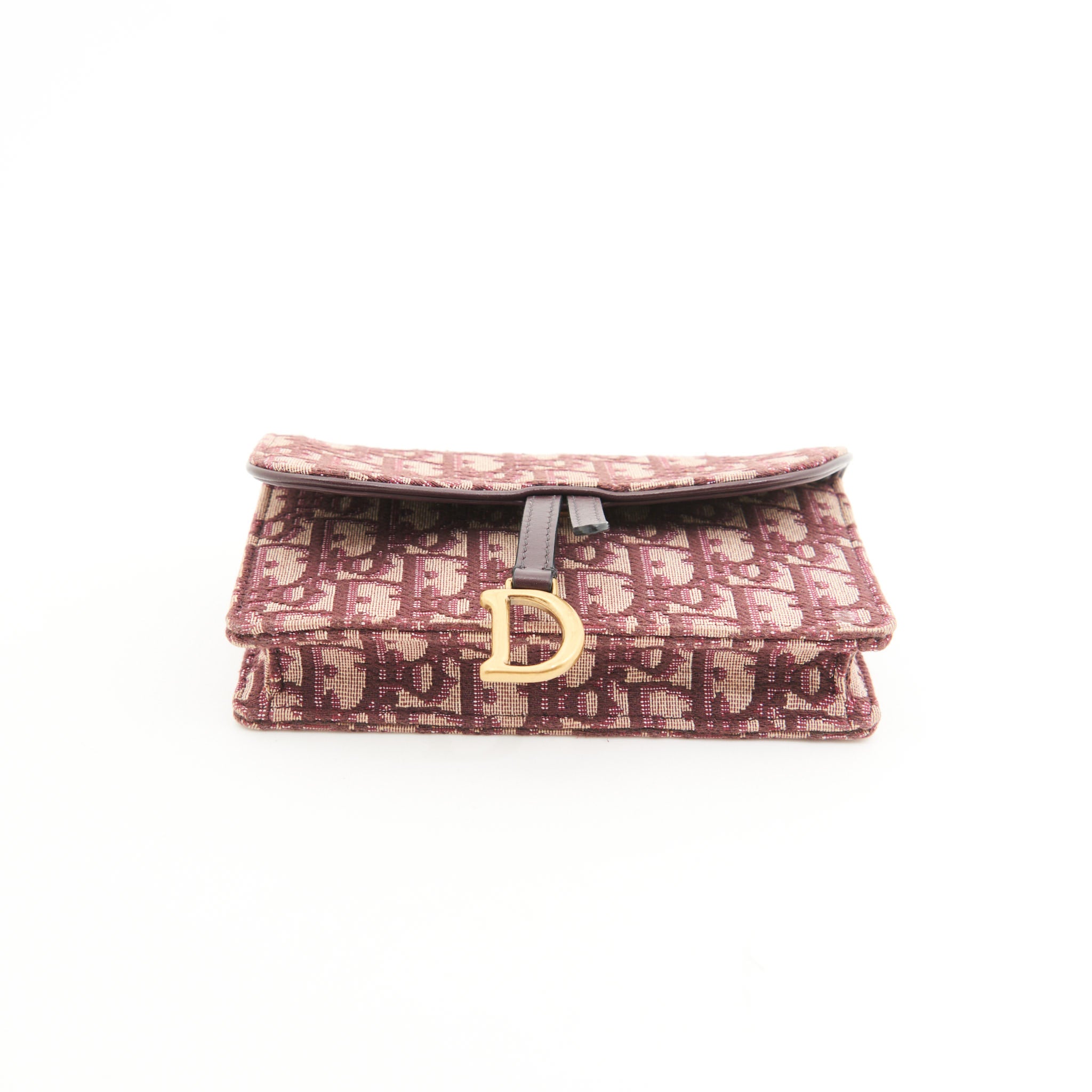 Christian Dior Canvas Saddle Belt Bag in Burgundy Monogram GHW