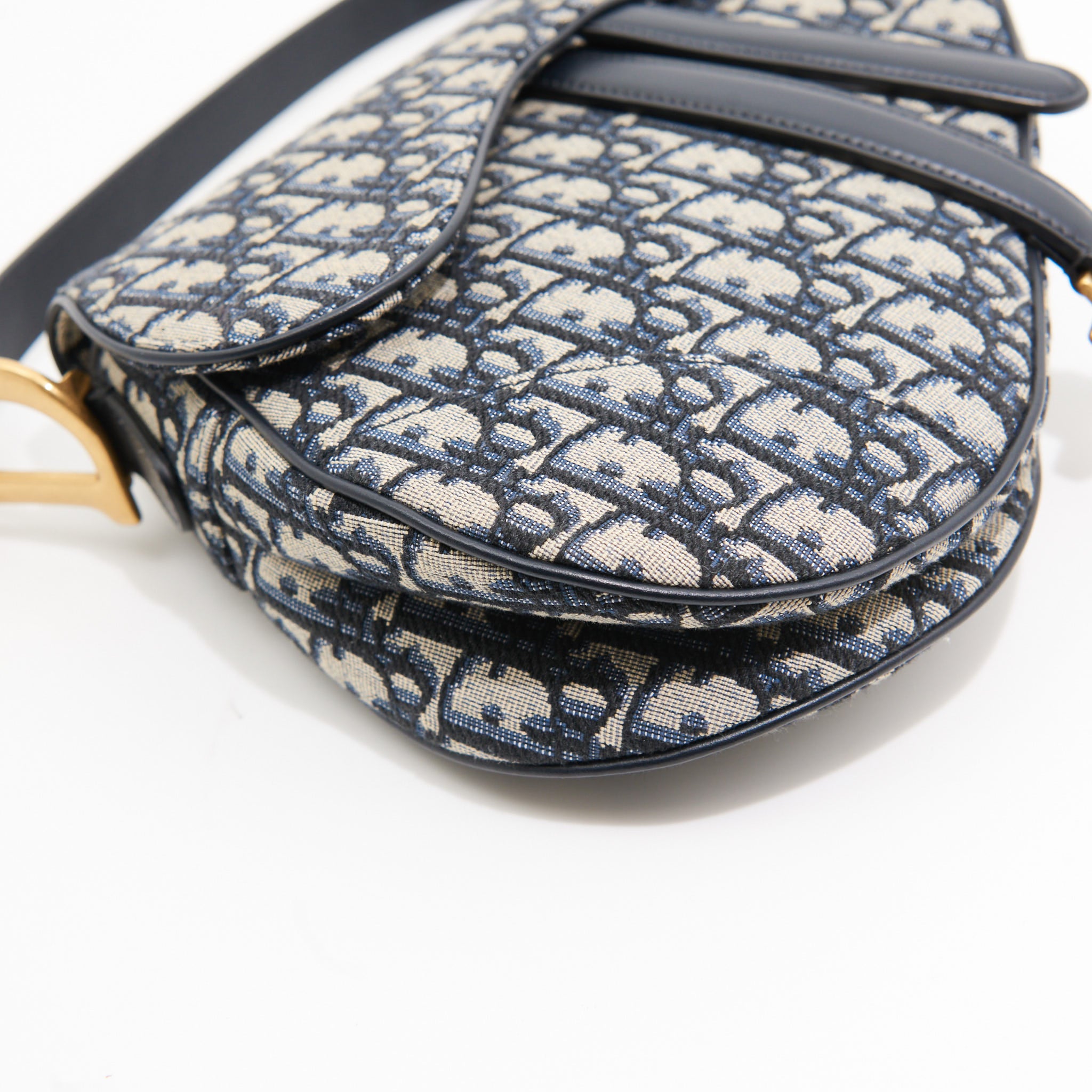 Christian Dior Canvas Saddle Medium in Blue Oblique Jacquard GHW