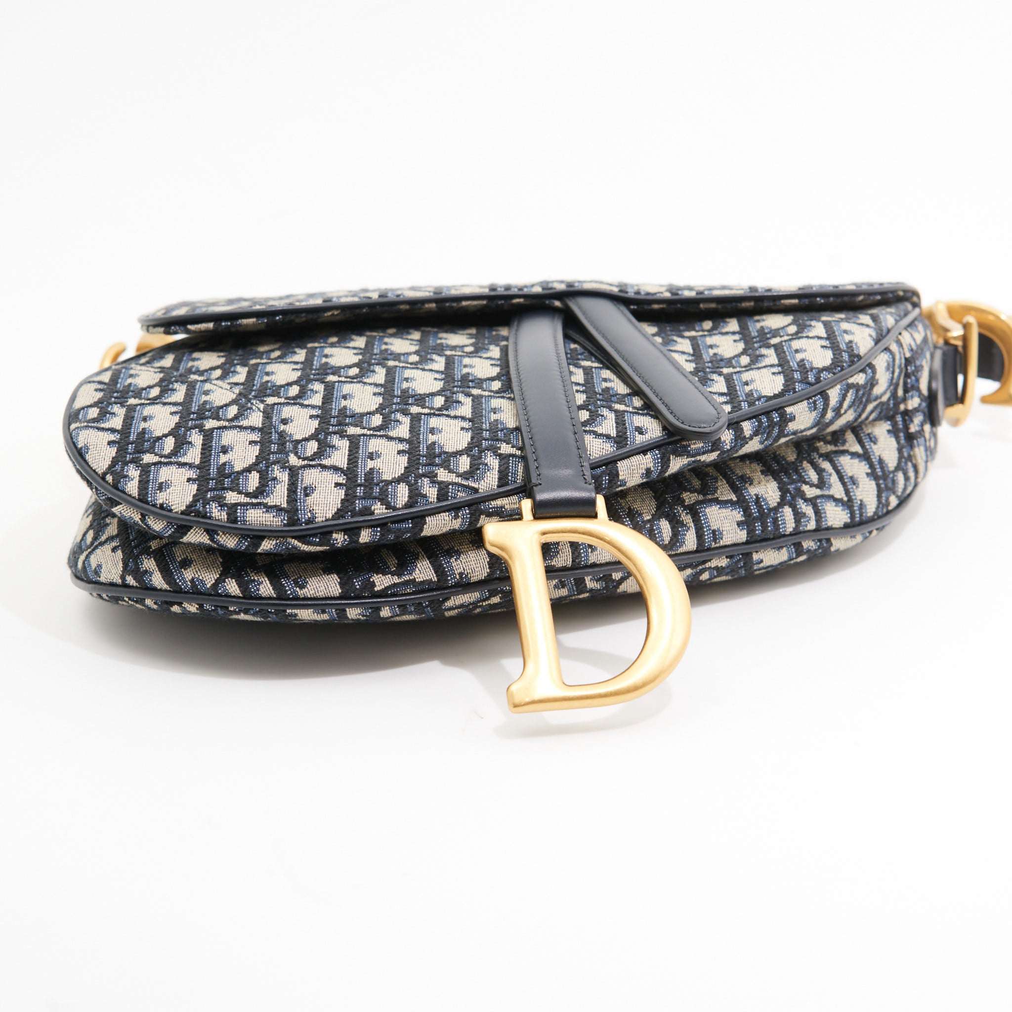 Christian Dior Canvas Saddle Medium in Blue Oblique Jacquard GHW