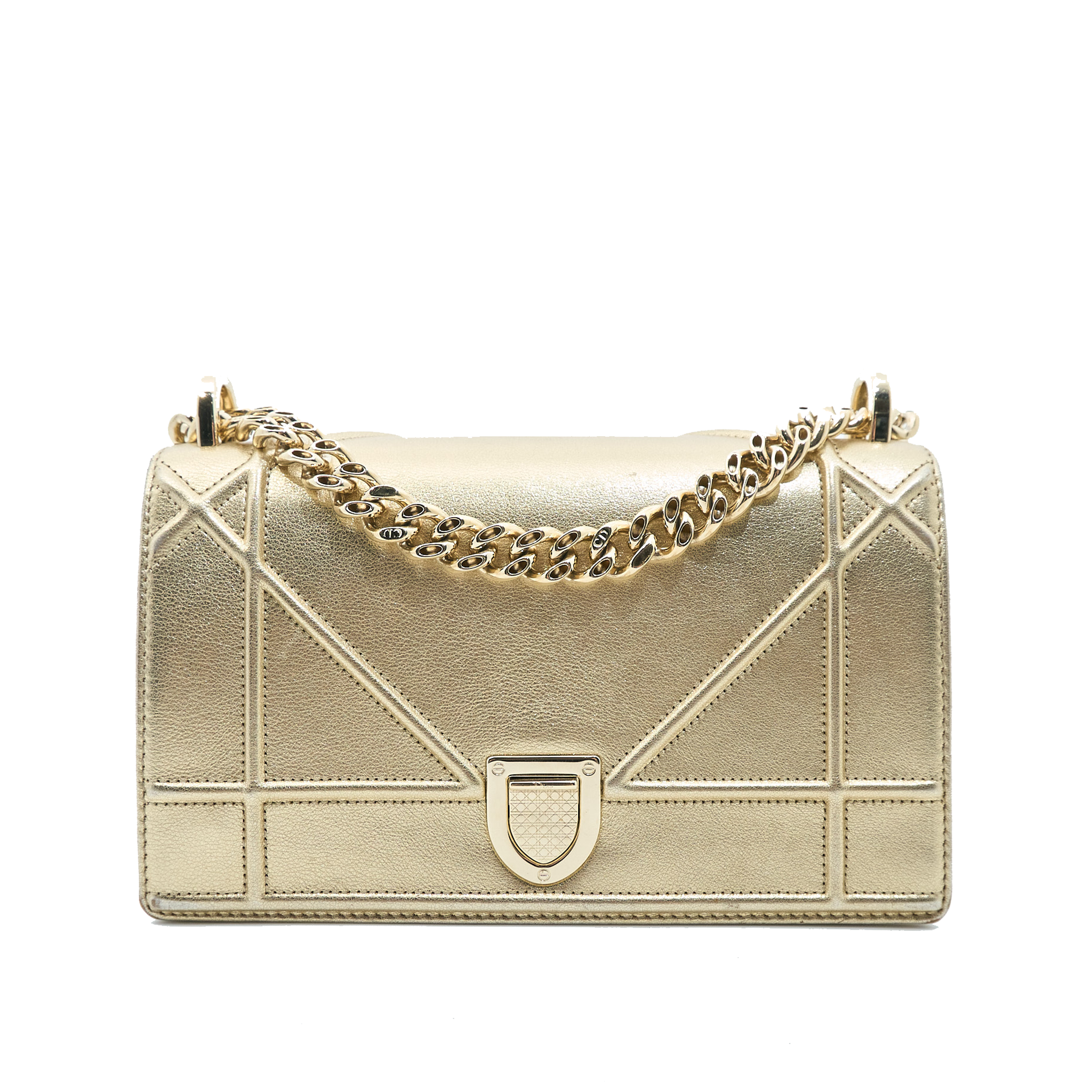 Christian Dior Diorama Metallic Gold Shoulder Bag